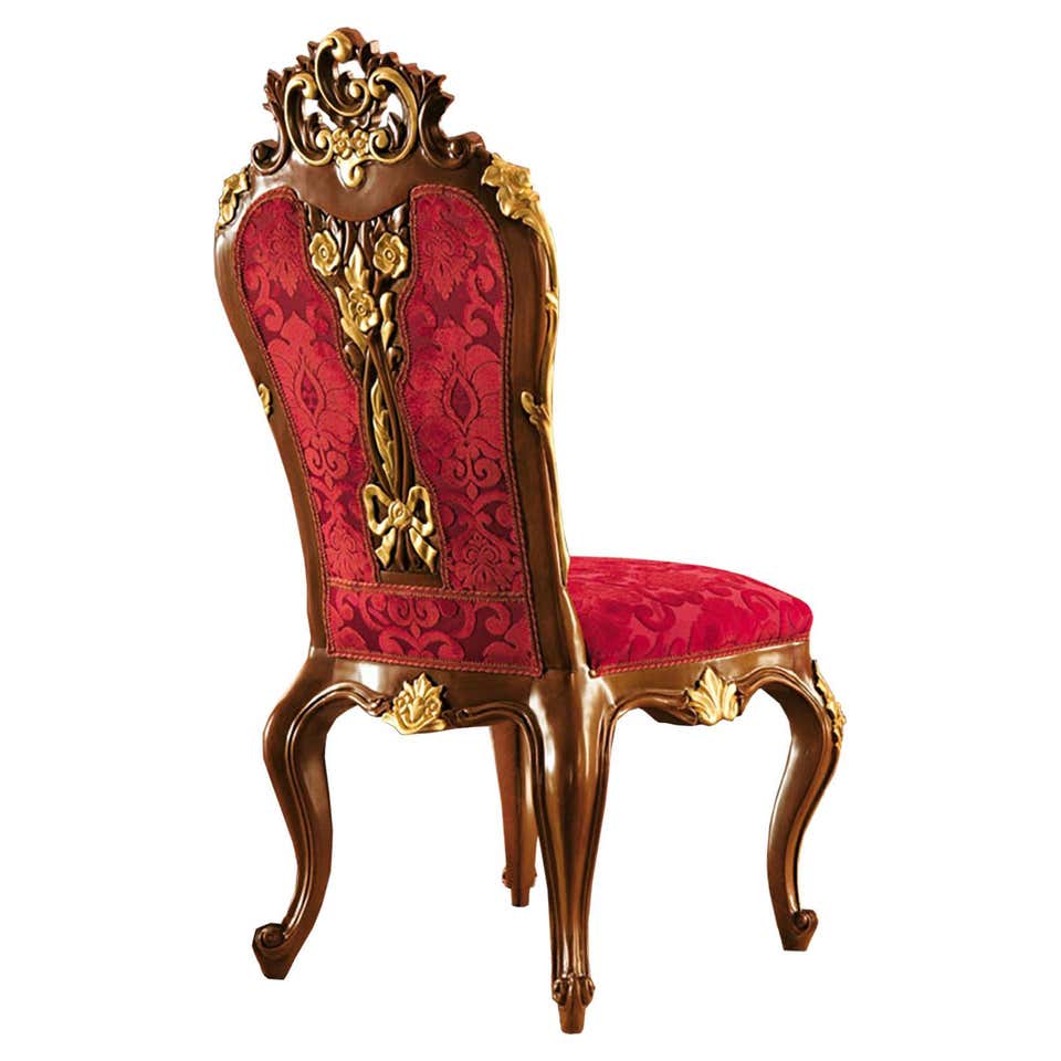 Rococo Dining Chair in Black and Gold Finish by Modenese Luxury ...