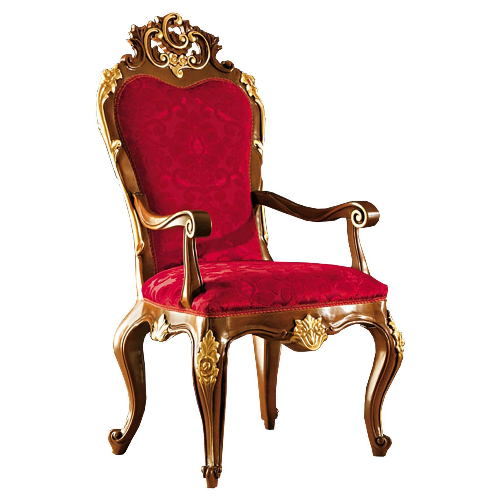 Flamboyant Baroque Harp Chair with Armrests by Modenese Luxury Interiors For Sale