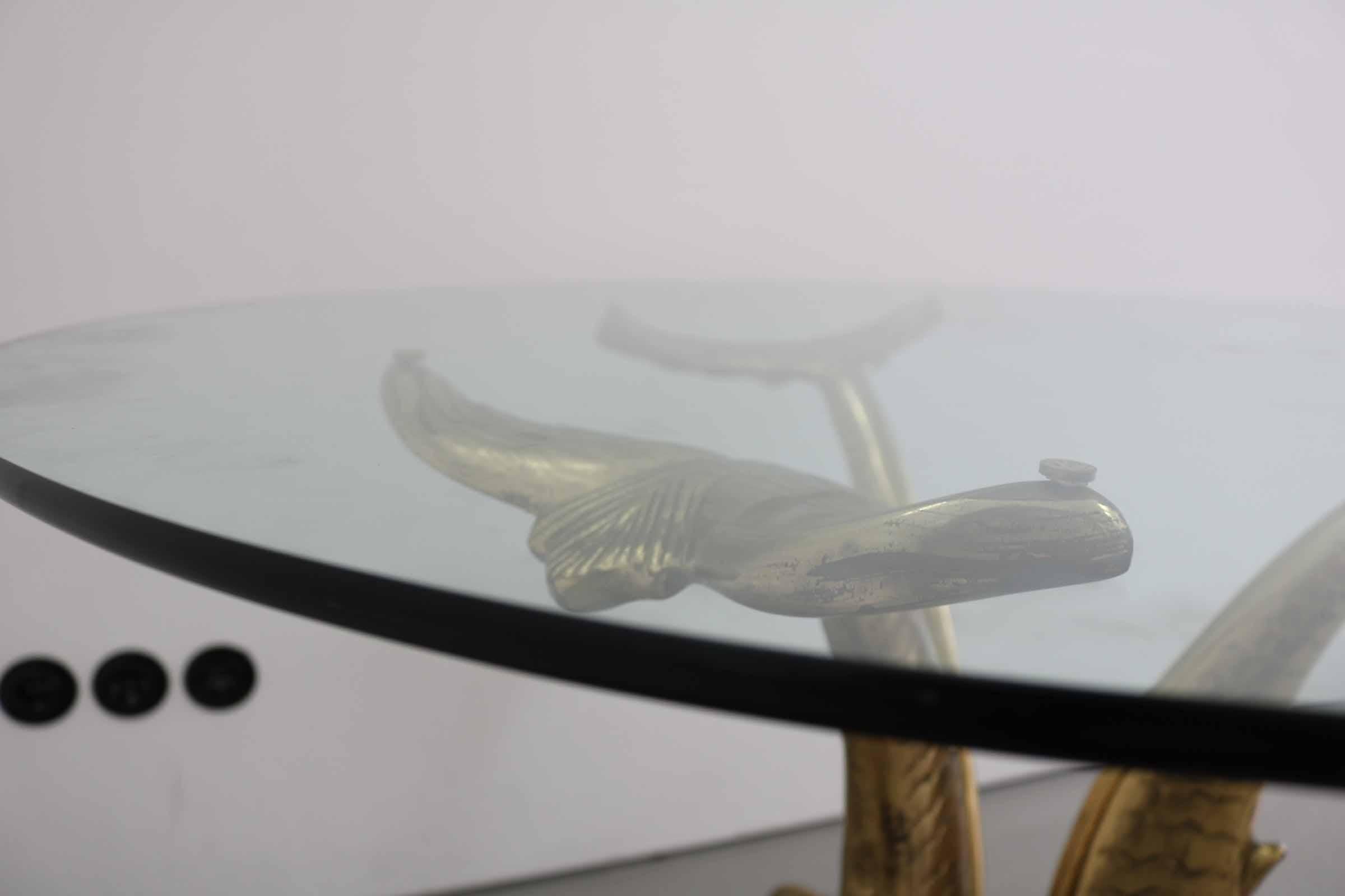 Flamboyant Brass and Glass Dining Table, Italy 1960s For Sale 4