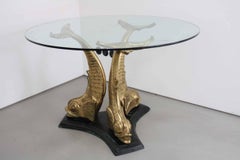 Flamboyant Brass and Glass Dining Table, Italy, 1960s