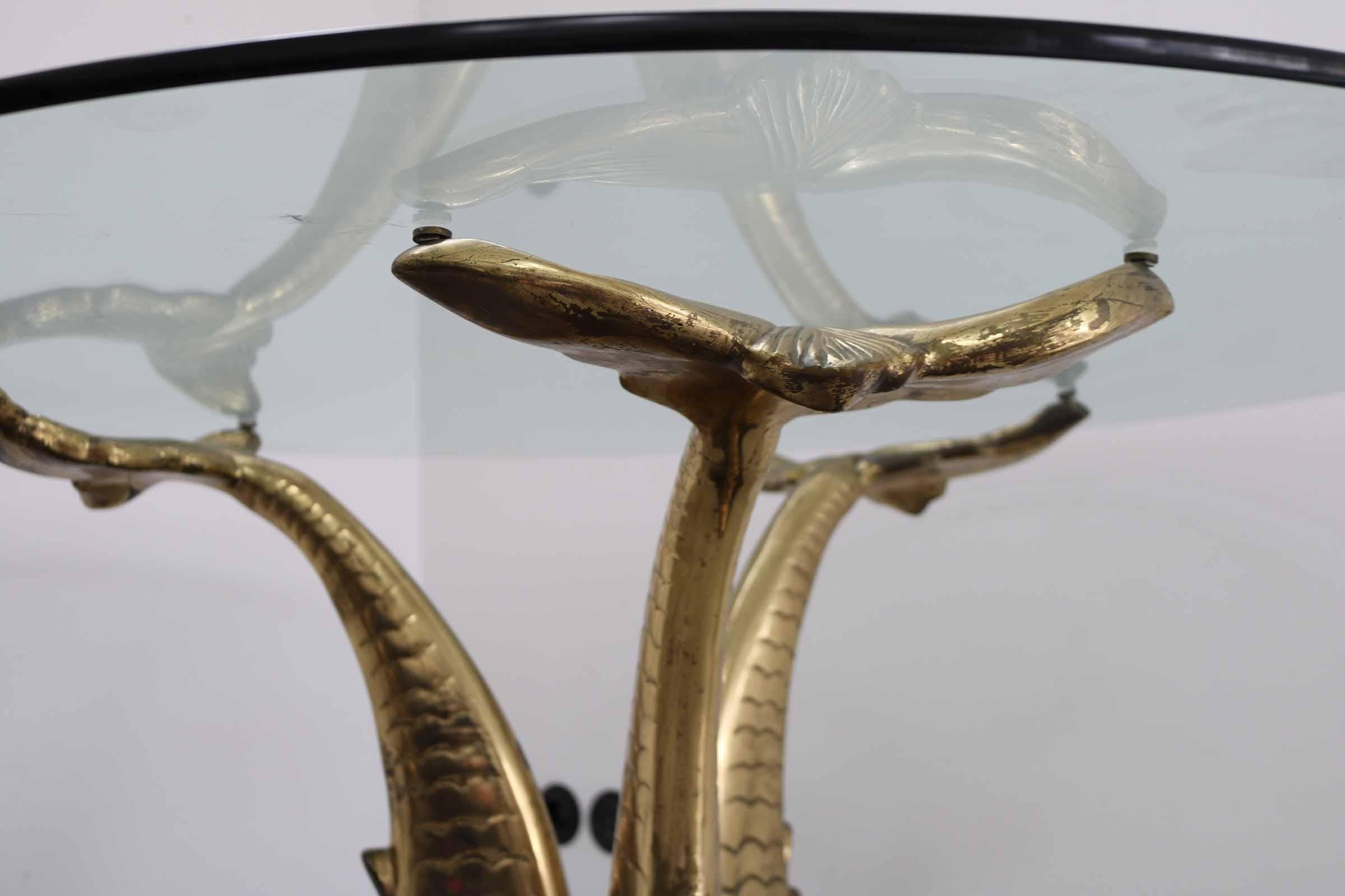 Flamboyant Brass and Glass Dining Table, Italy 1960s For Sale 1