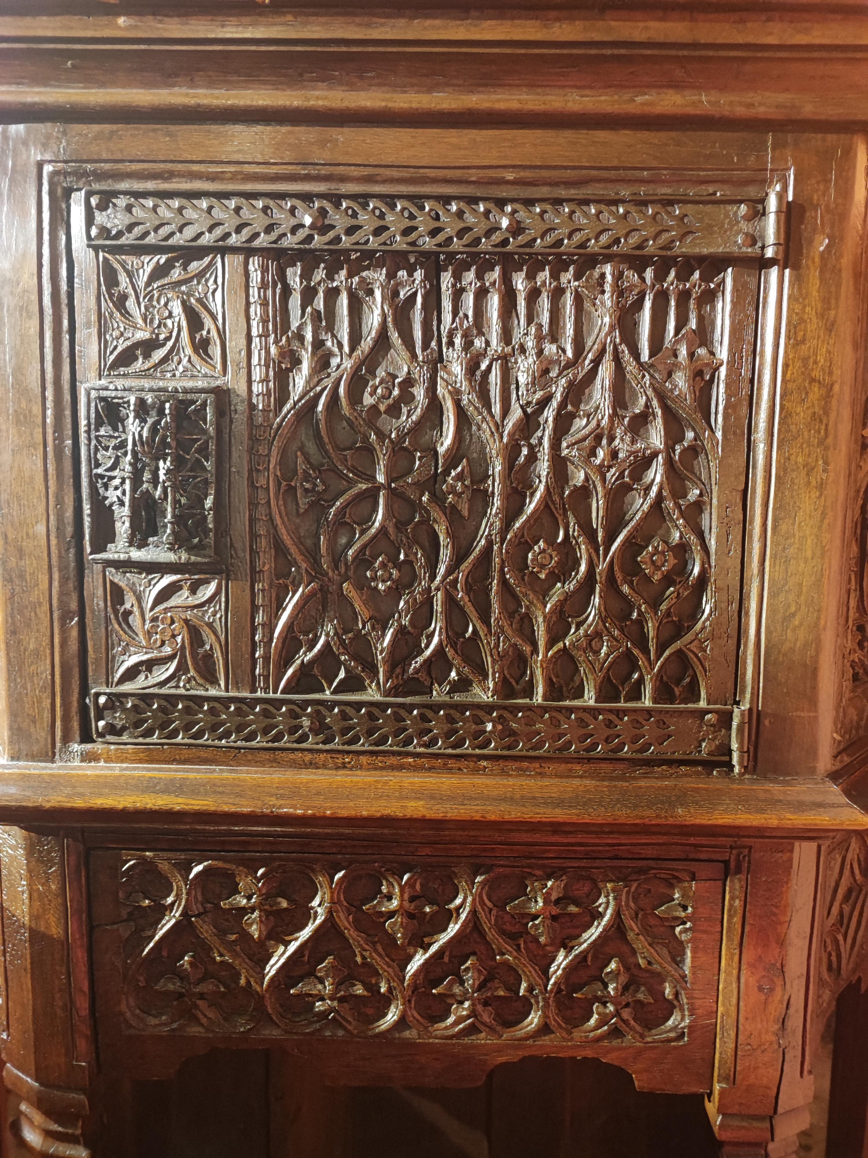 Flamboyant Gothic Oakwood Sideboard For Sale at 1stDibs