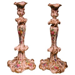 Flamboyant Pair of 19th Century Paris Porcelain Candlesticks