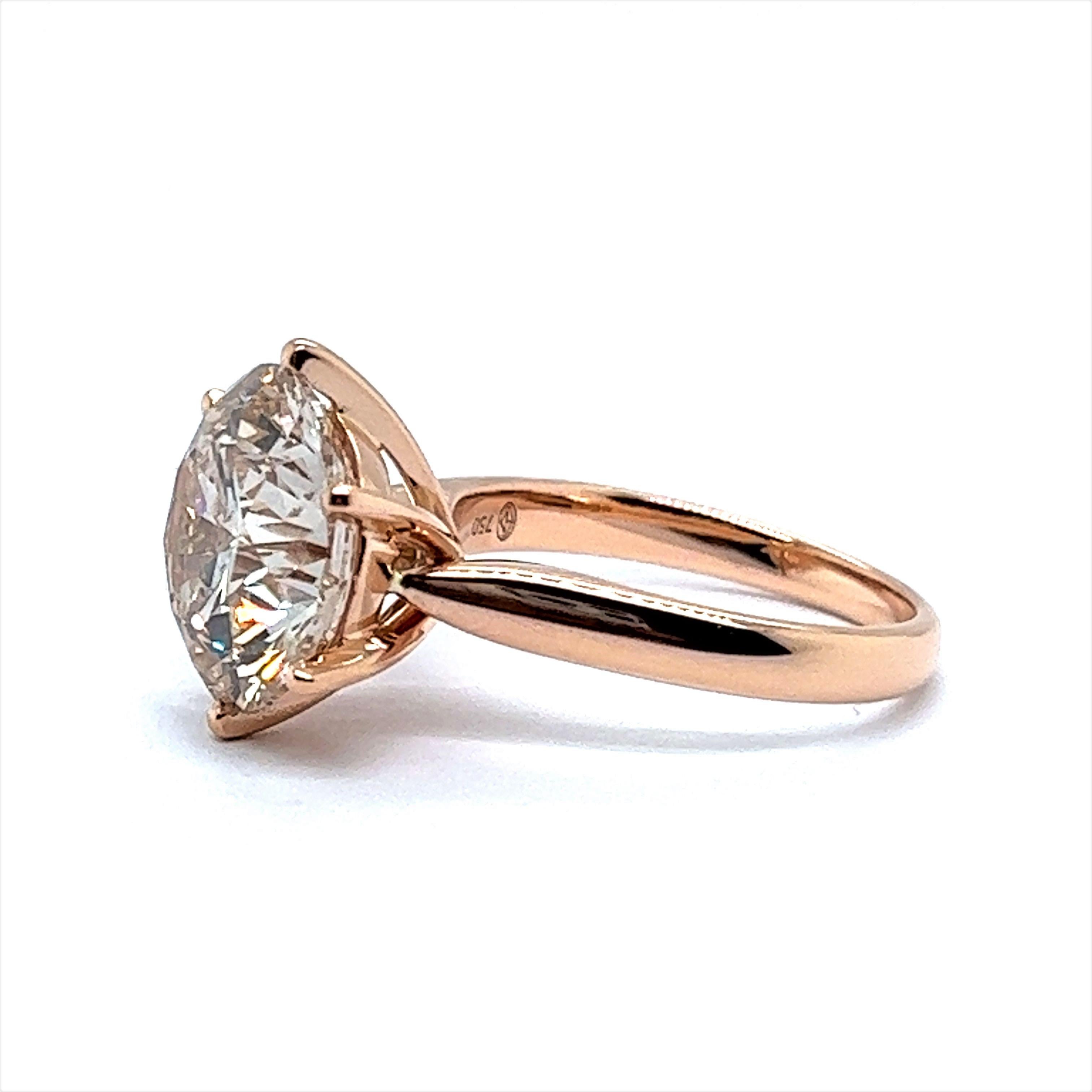 Brilliant Cut Flamboyant Ring with GIA Certified 7.14ct Brilliant in Rose Gold For Sale