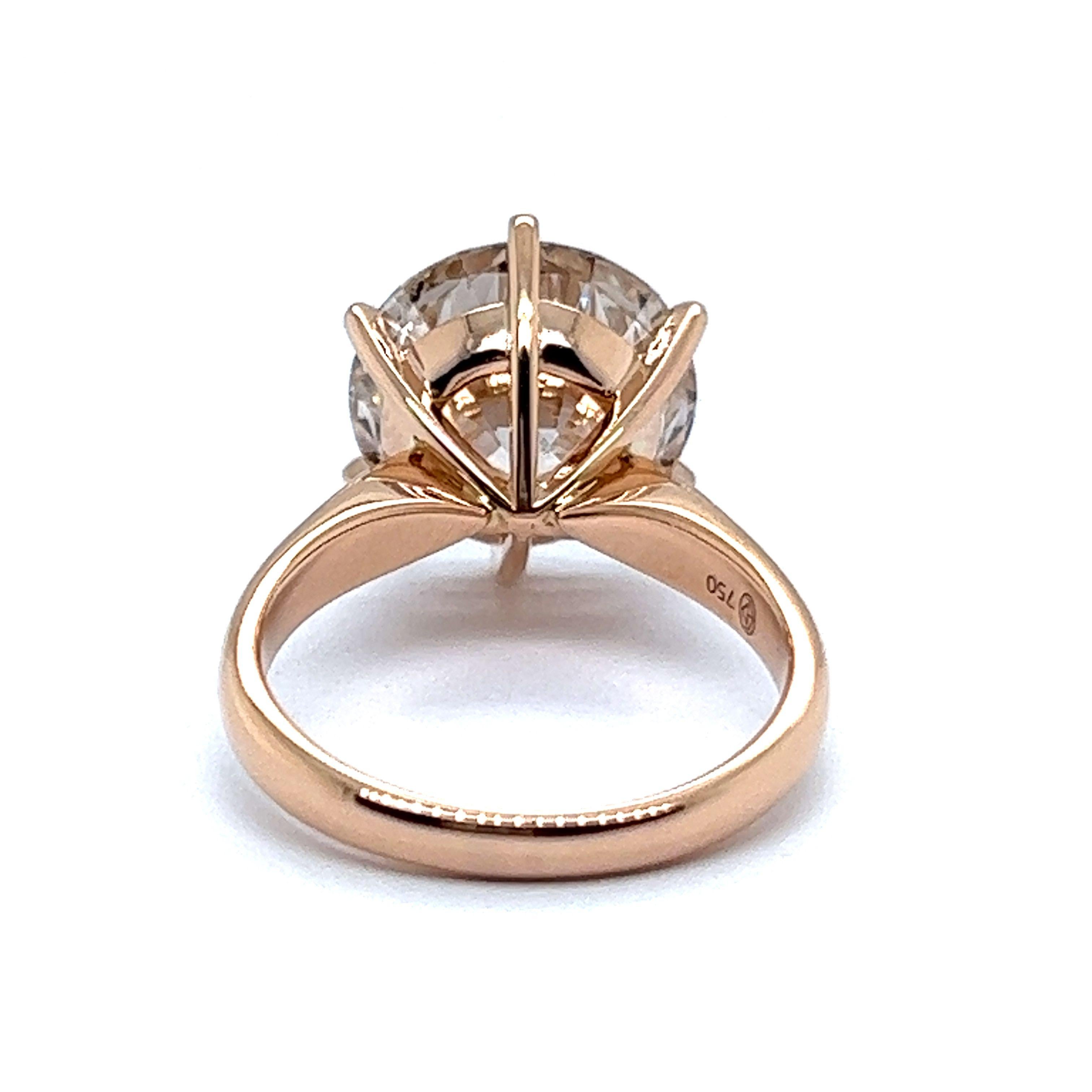 Flamboyant Ring with GIA Certified 7.14ct Brilliant in Rose Gold In New Condition For Sale In Lucerne, CH