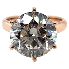 Flamboyant Ring with GIA Certified 7.14ct Brilliant in Rose Gold