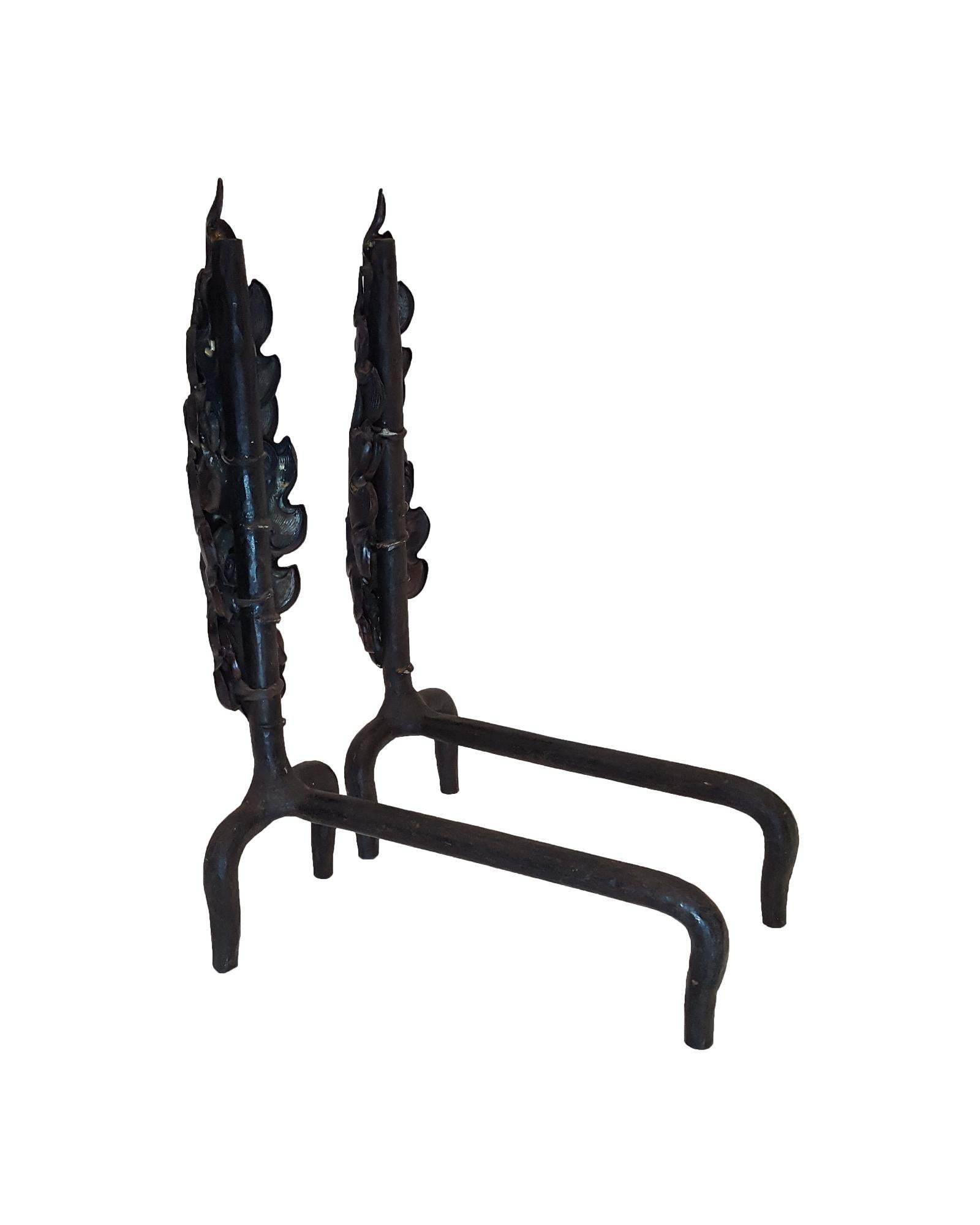 Other Flame Andirons In Metal Handcrafted In India By Stephanie Odegard For Sale