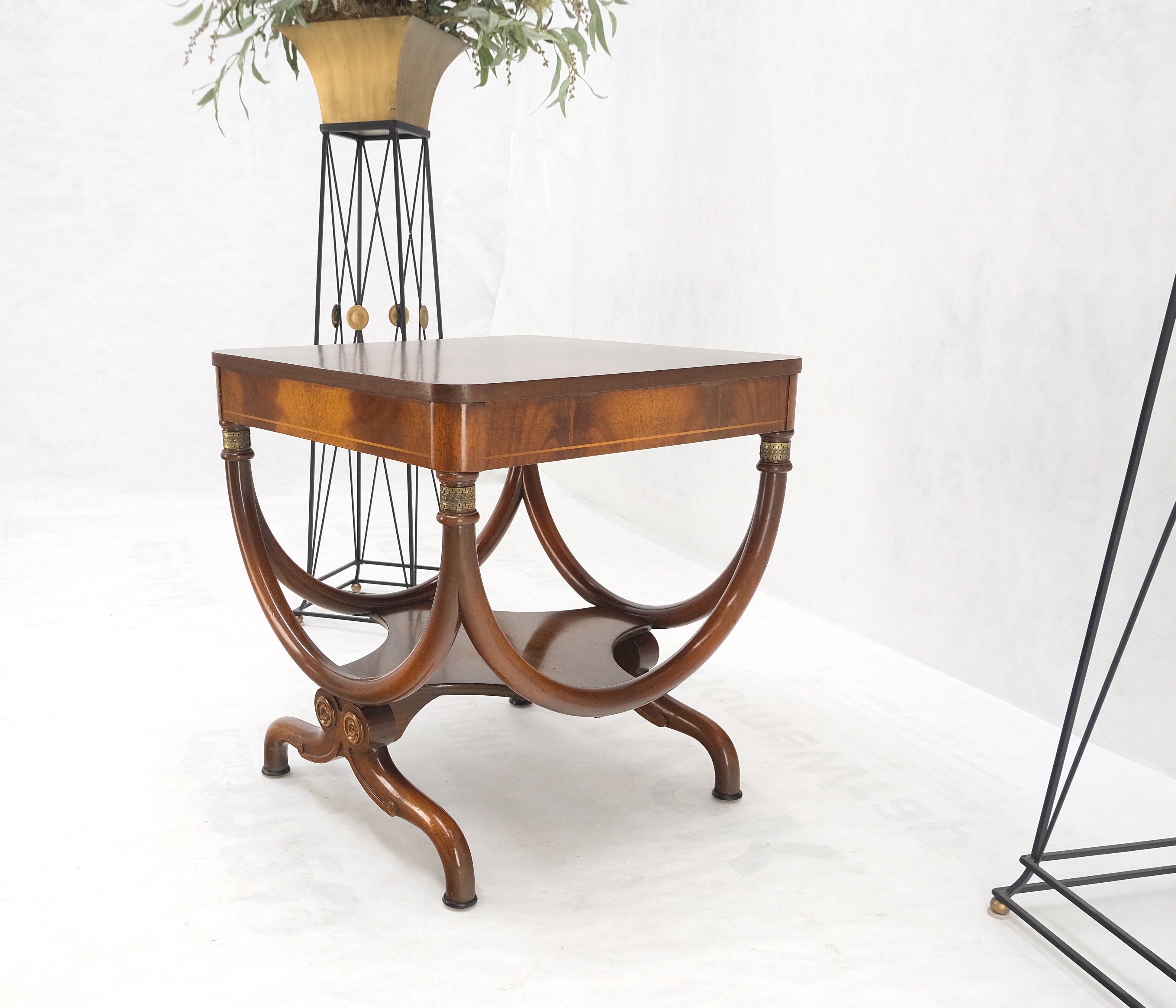Mid-Century Modern Flame Carved Mahogany Regency Style Lamp Side Table Stand Clean! For Sale