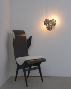 Flame Chair Sedia in legno di palissandro bianco bouclé di Dante LaTorre, Italia, 1960