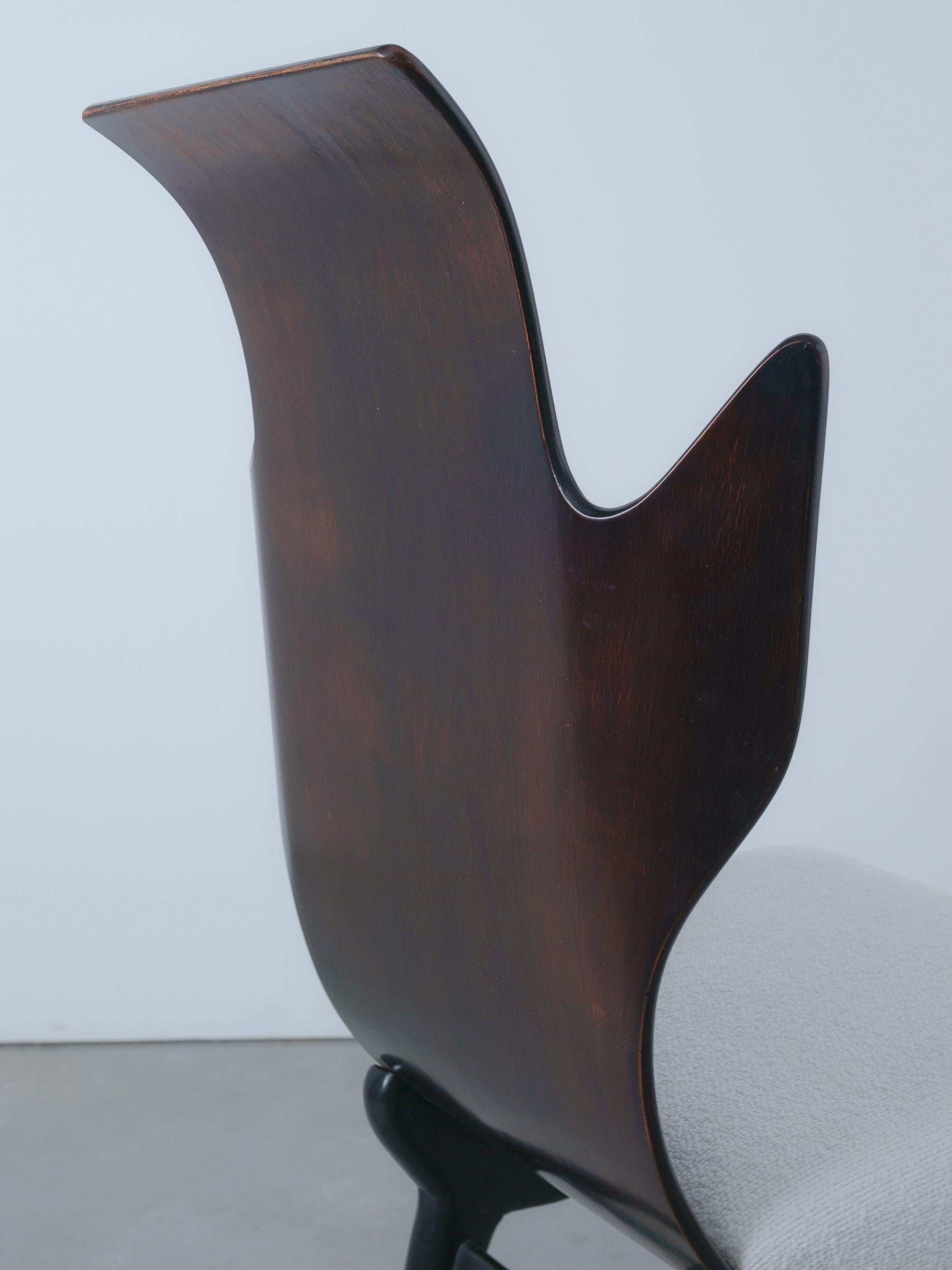 Flame Chair Sedia in legno di palissandro bianco bouclé di Dante LaTorre, Italia, 1960 in vendita 1