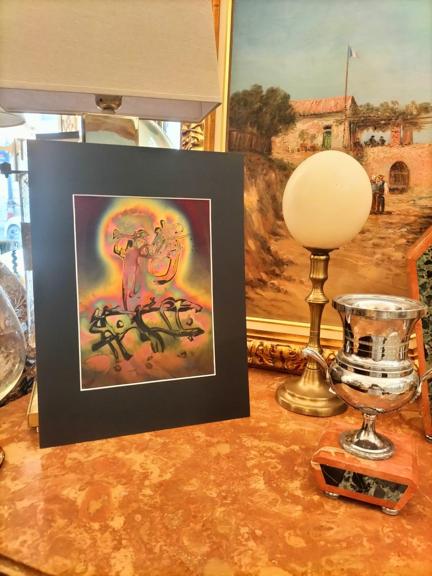 Flame Colored Copper Painting by Arthur UNGER. Signed. For Sale 3