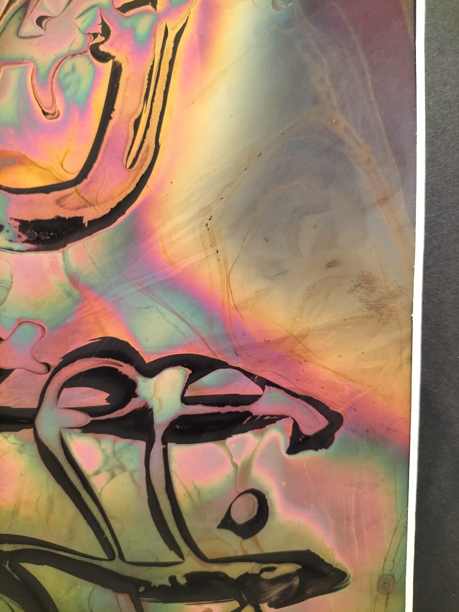 Flame Colored Copper Painting by Arthur UNGER. Signed. In Excellent Condition For Sale In NICE, FR