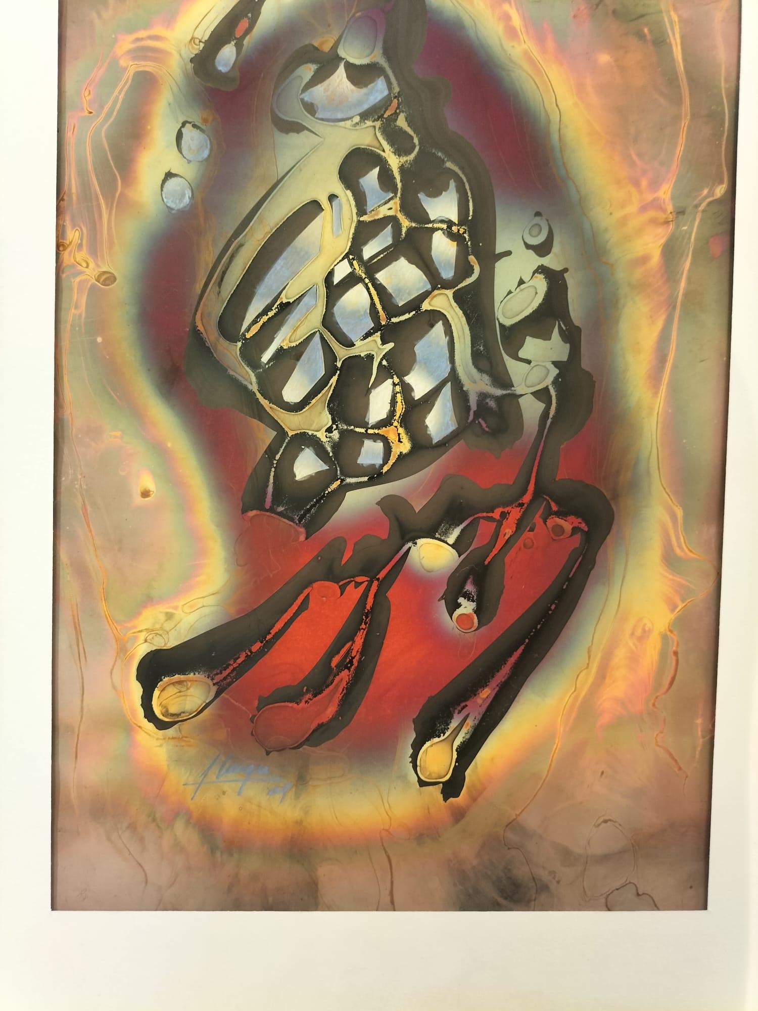 Flammenfarbenes Kupfergemälde von Arthur UNGER. Unterschrieben. im Zustand „Hervorragend“ im Angebot in NICE, FR