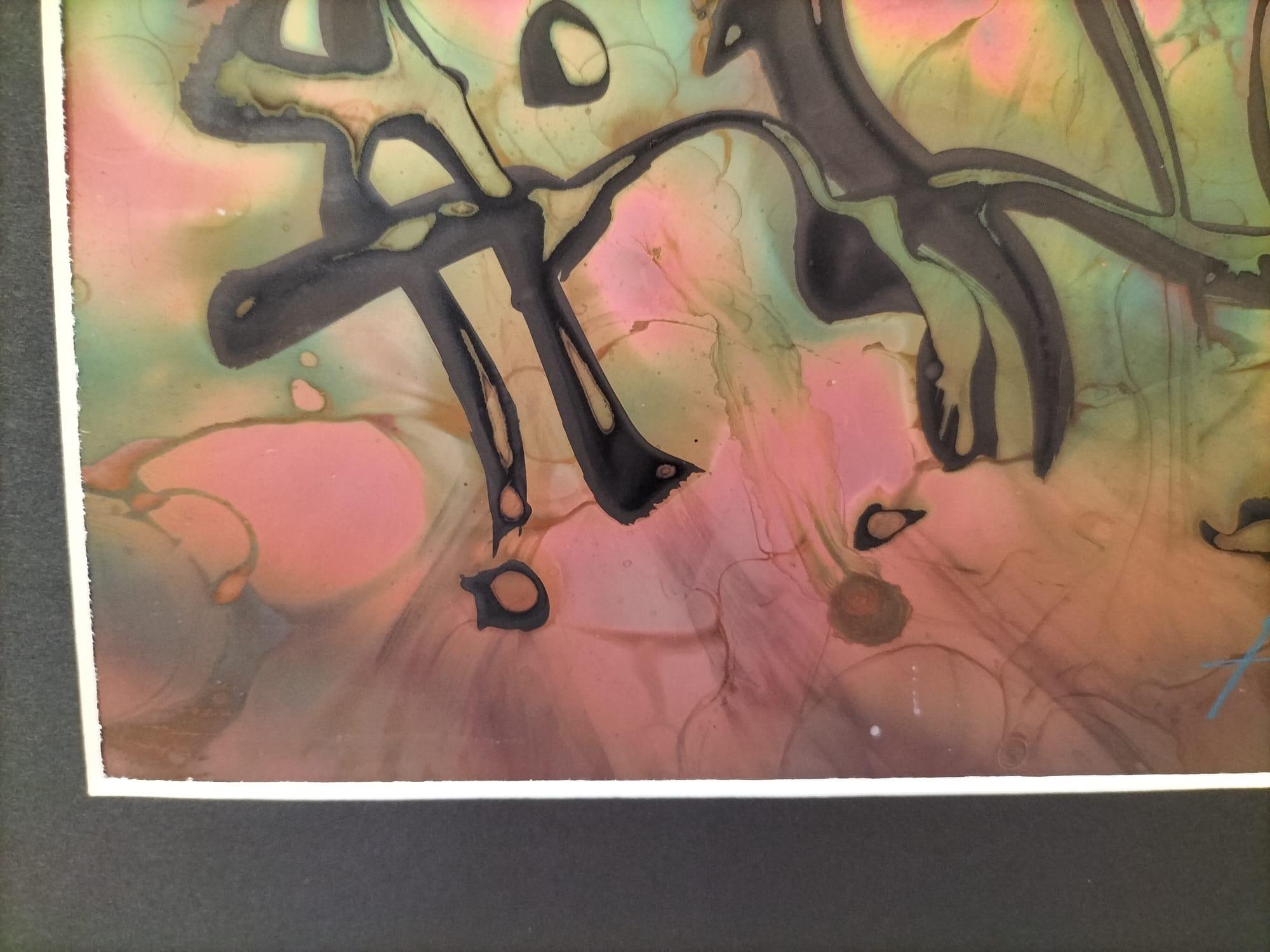 Flame Colored Copper Painting by Arthur UNGER. Signed. For Sale 1