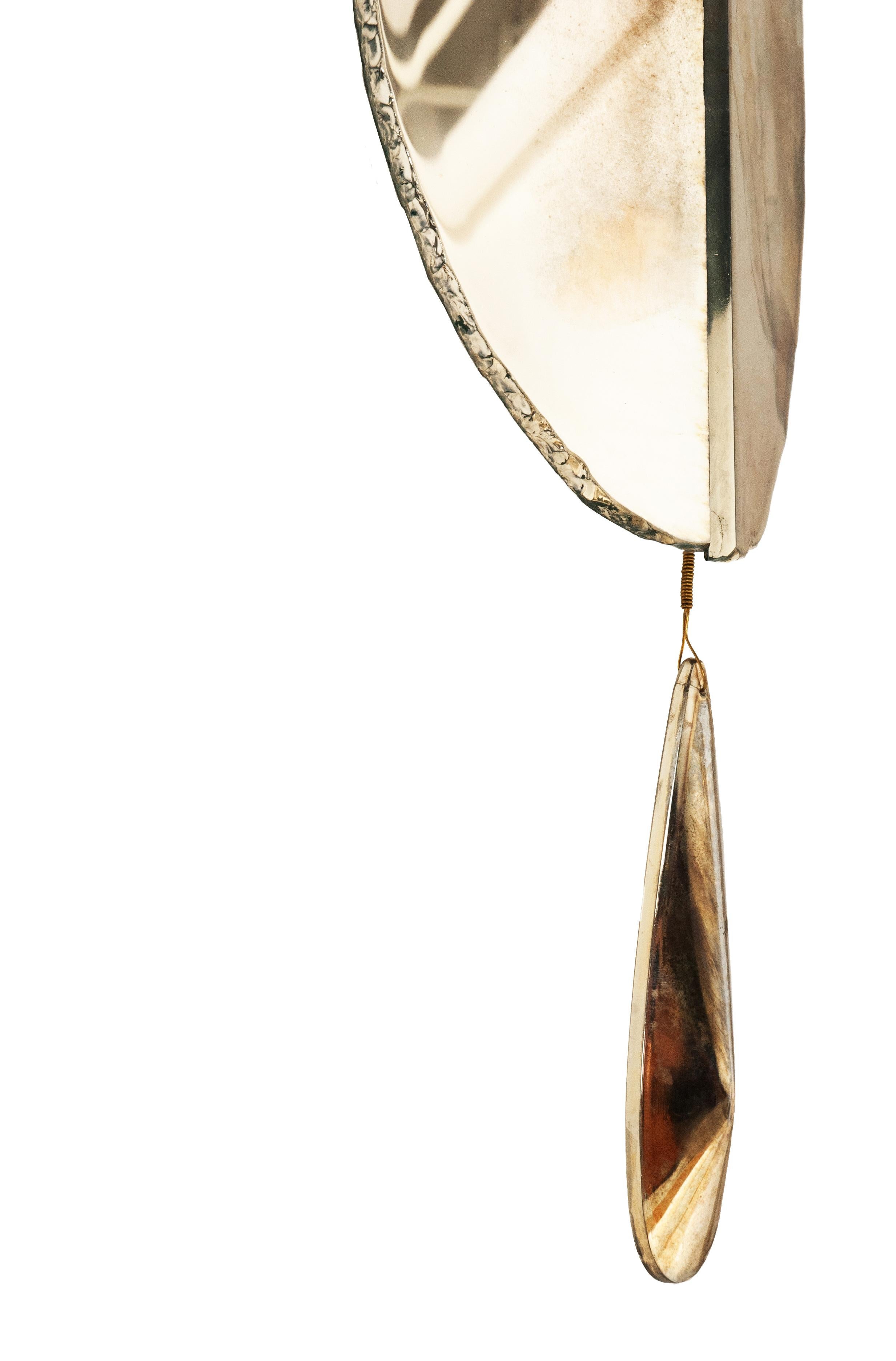 Contemporary “Flame” contemporary small wall sconce Sabrina' Silvered art Glass, brass  For Sale
