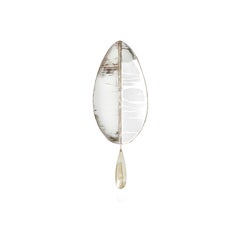 “Flame” contemporary small wall sconce White Silvered art Glass, brass 
