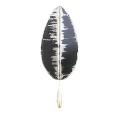 “Flame” contemporary wall sconce black Silvered art Glass, brass, crystal drop