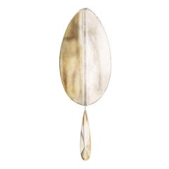 “Flame” contemporary wall sconce Sabrina' Silvered art Glass, brass, crystal