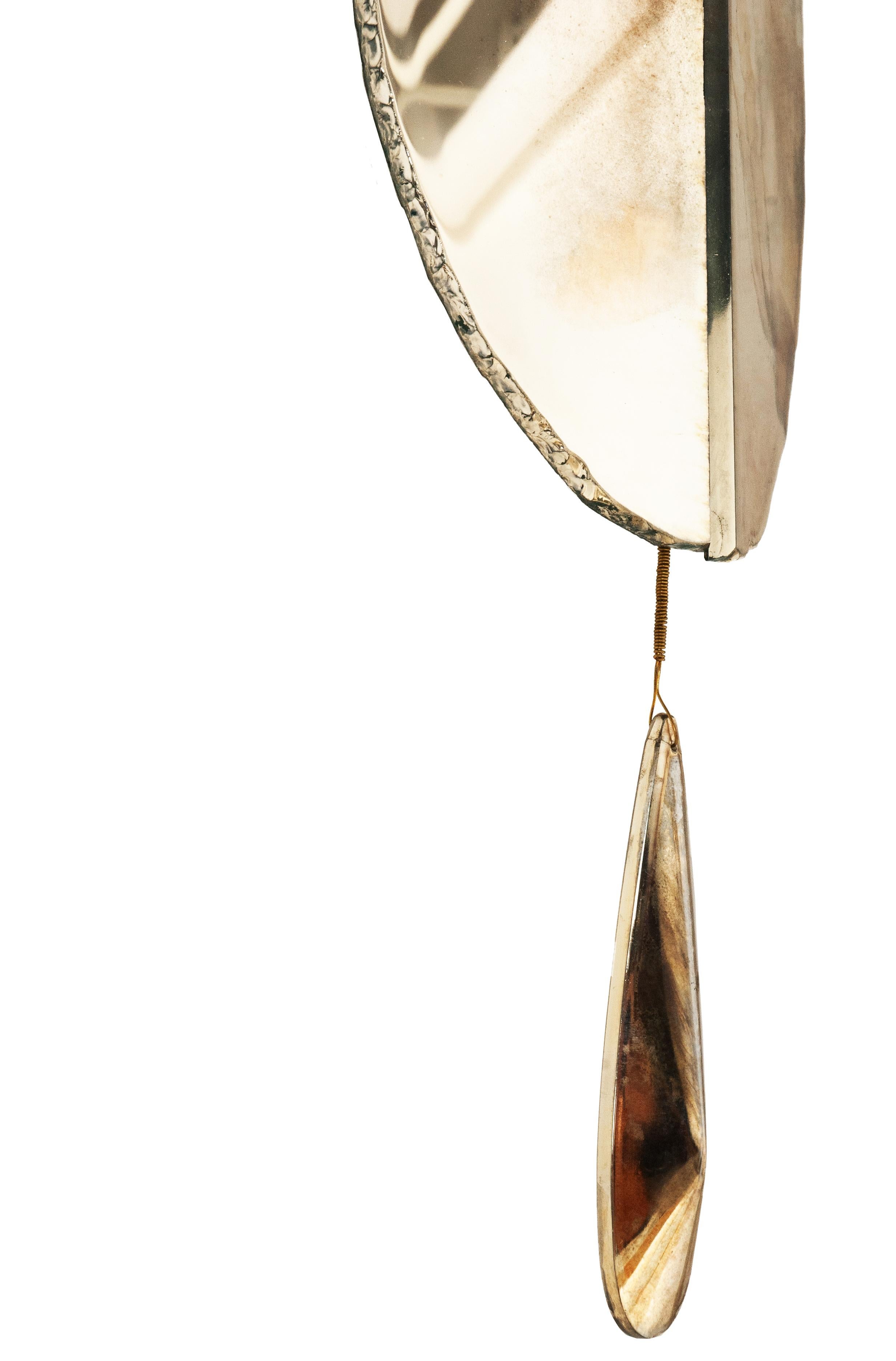 Contemporary “Flame” contemporary wall sconce Sabrina' Silvered art Glass, brass, crystal   For Sale