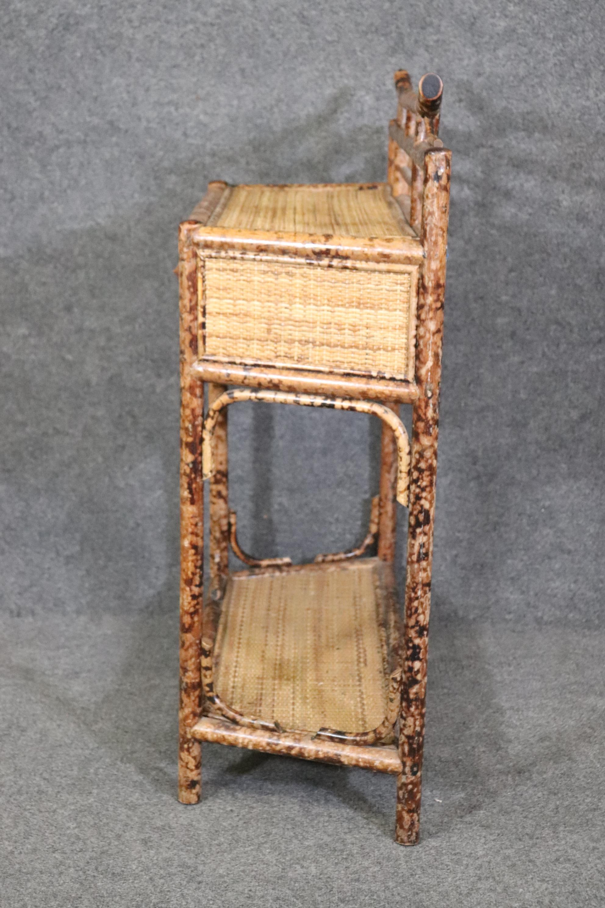 Anglo-Indian Flame Decorated Bamboo and Rattan Console Table 