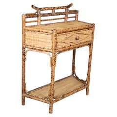 Flame Decorated Bamboo and Rattan Console Table