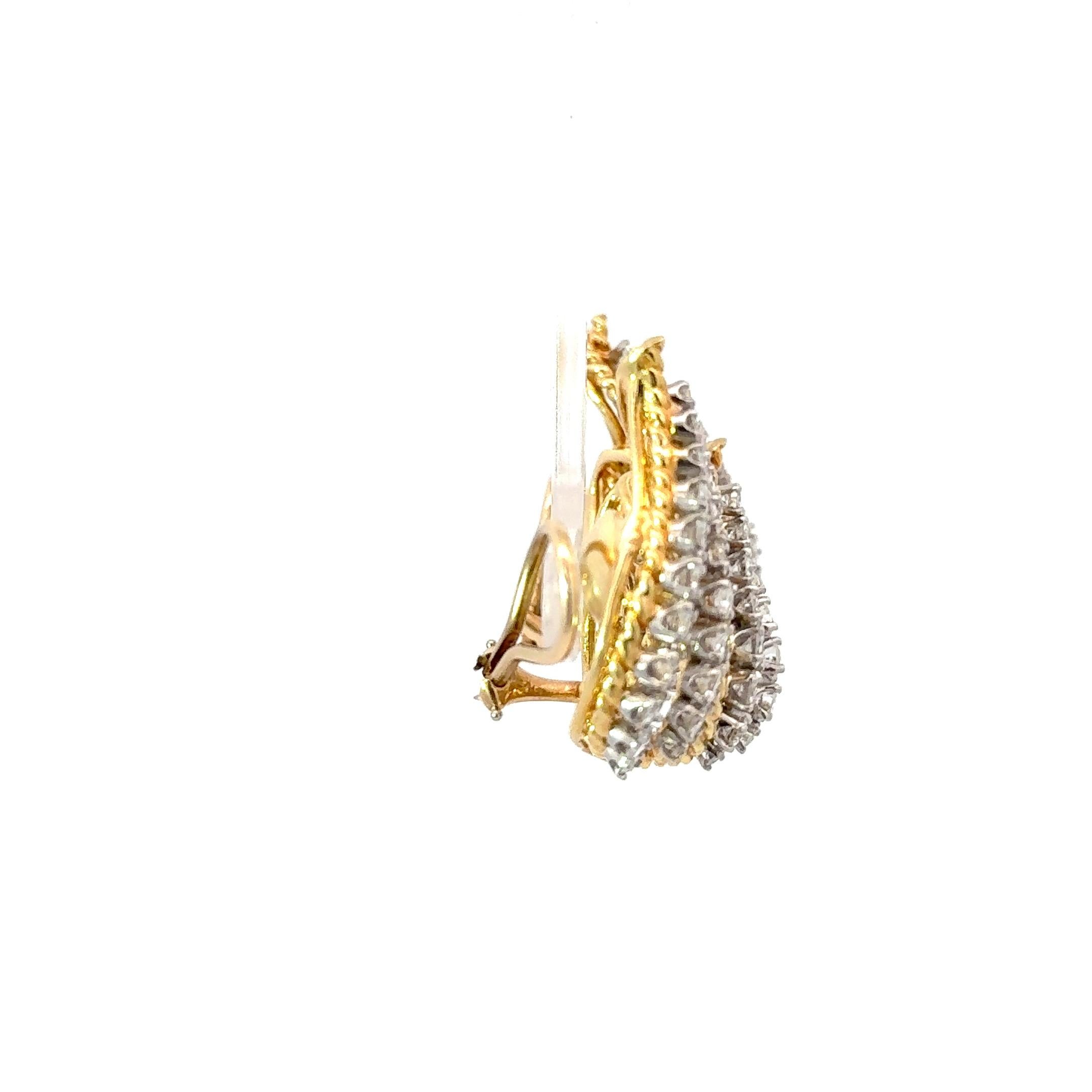 Boucles d'oreilles flamme en platine et or jaune 18 carats Pour femmes en vente