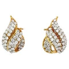 Boucles d'oreilles flamme en platine et or jaune 18 carats