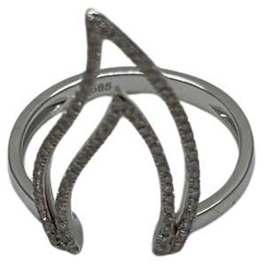 Flame Fire Geometric Triangle Cut White Diamond 14 Karat White Gold Ring For Sale