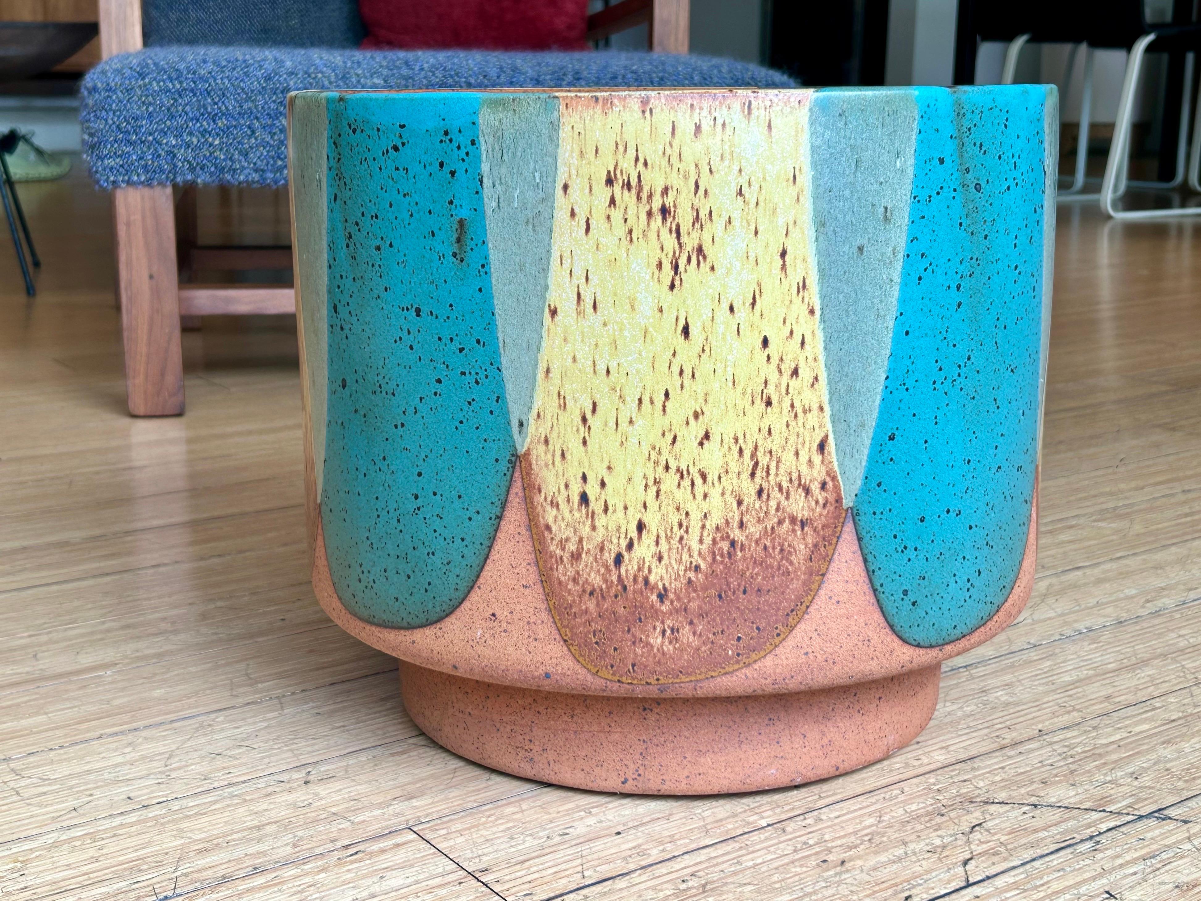 Glazed Stoneware 'Flame' Glaze Planter David Cressey