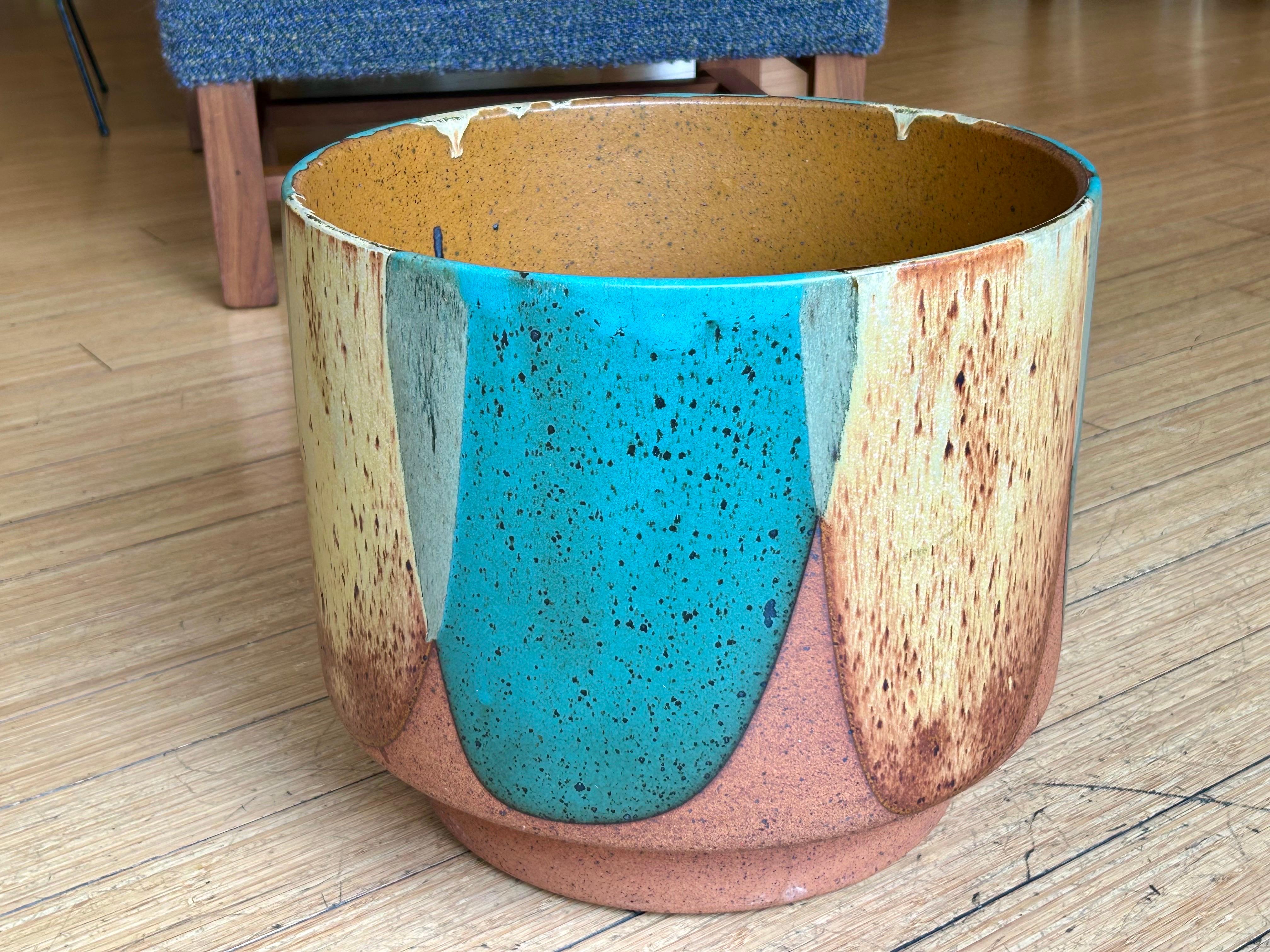 Stoneware 'Flame' Glaze Planter David Cressey In Good Condition In Los Angeles, CA