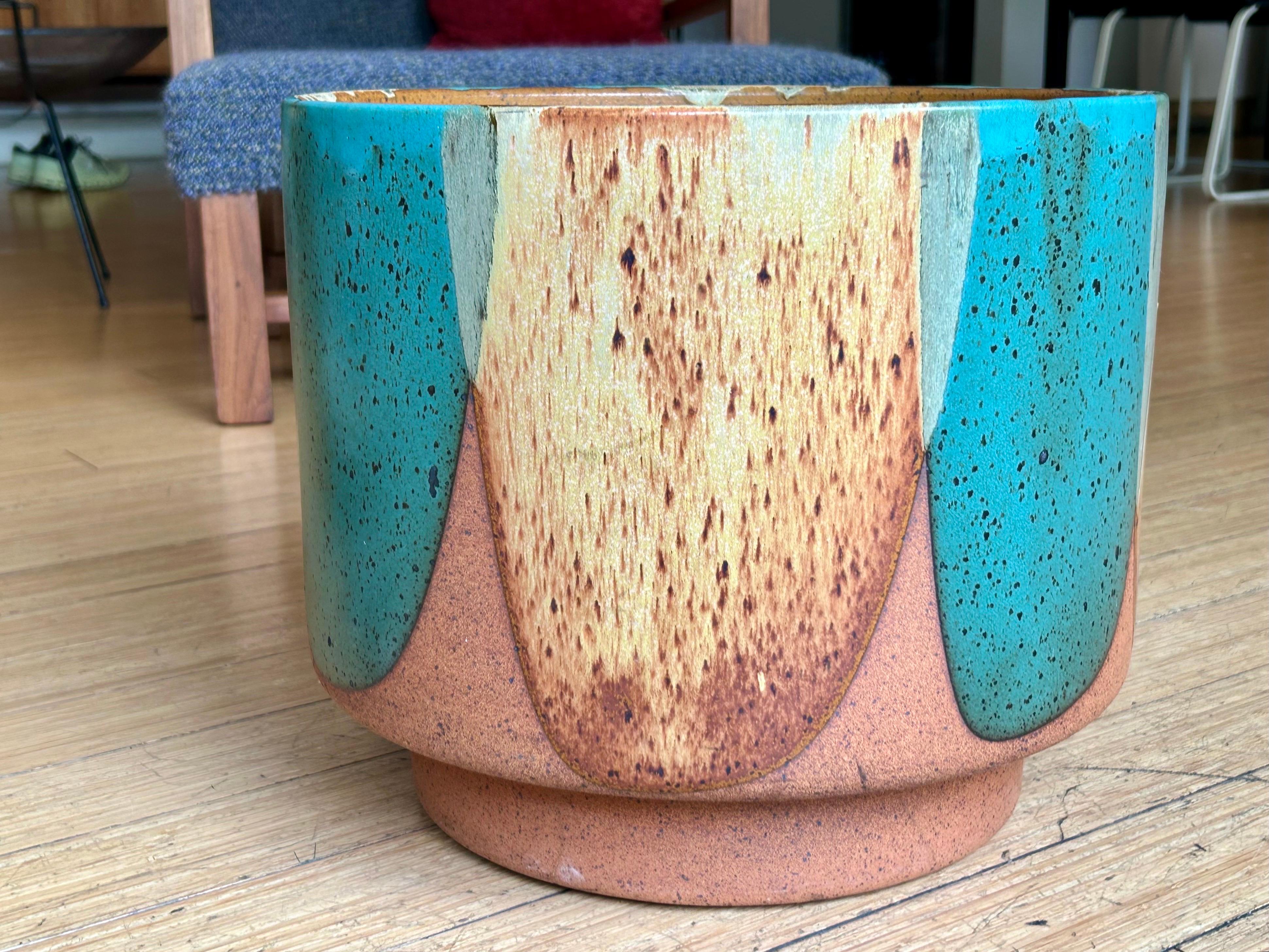 20th Century Stoneware 'Flame' Glaze Planter David Cressey
