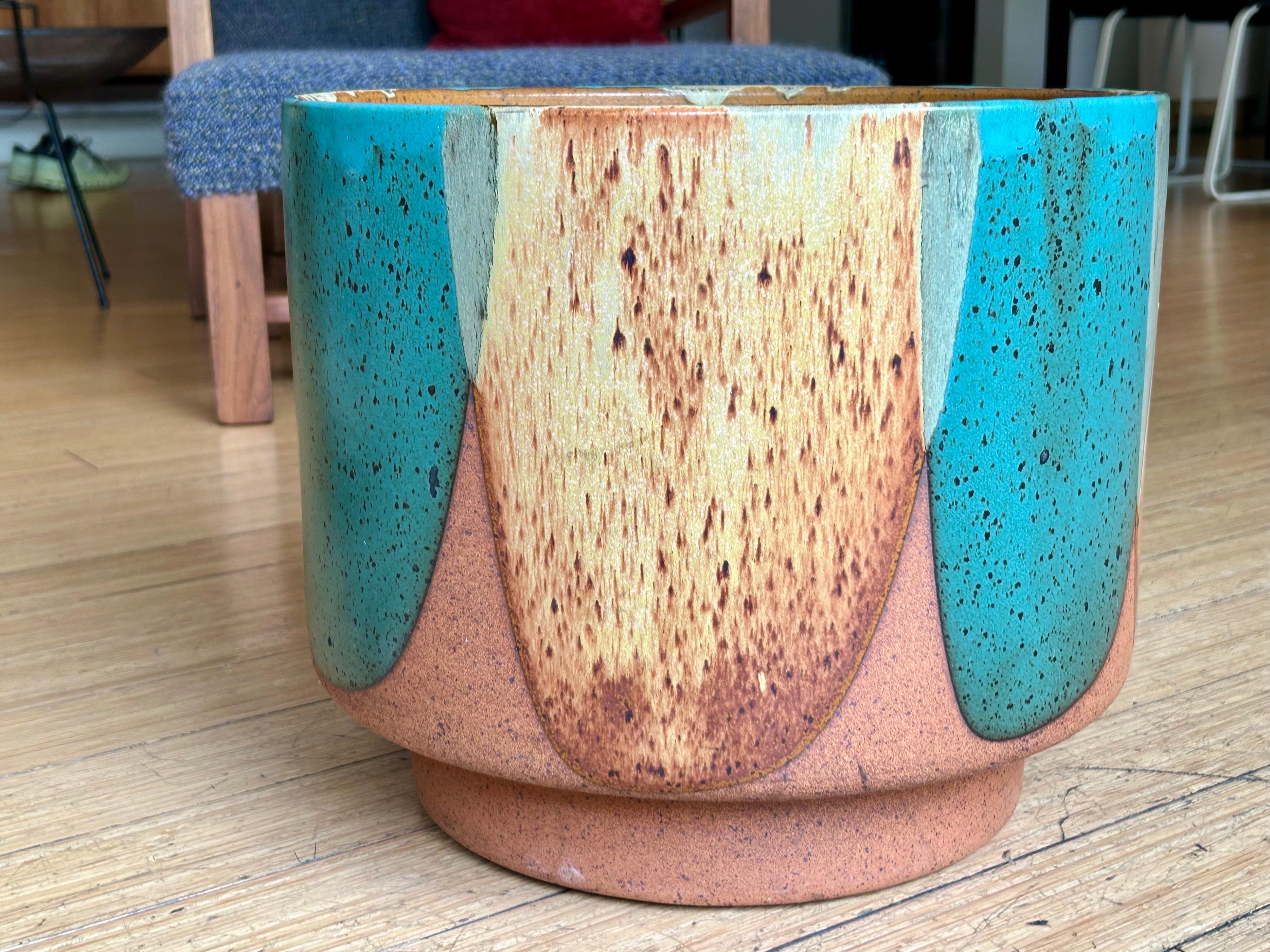 20th Century Stoneware 'Flame' Glaze Planter David Cressey For Sale