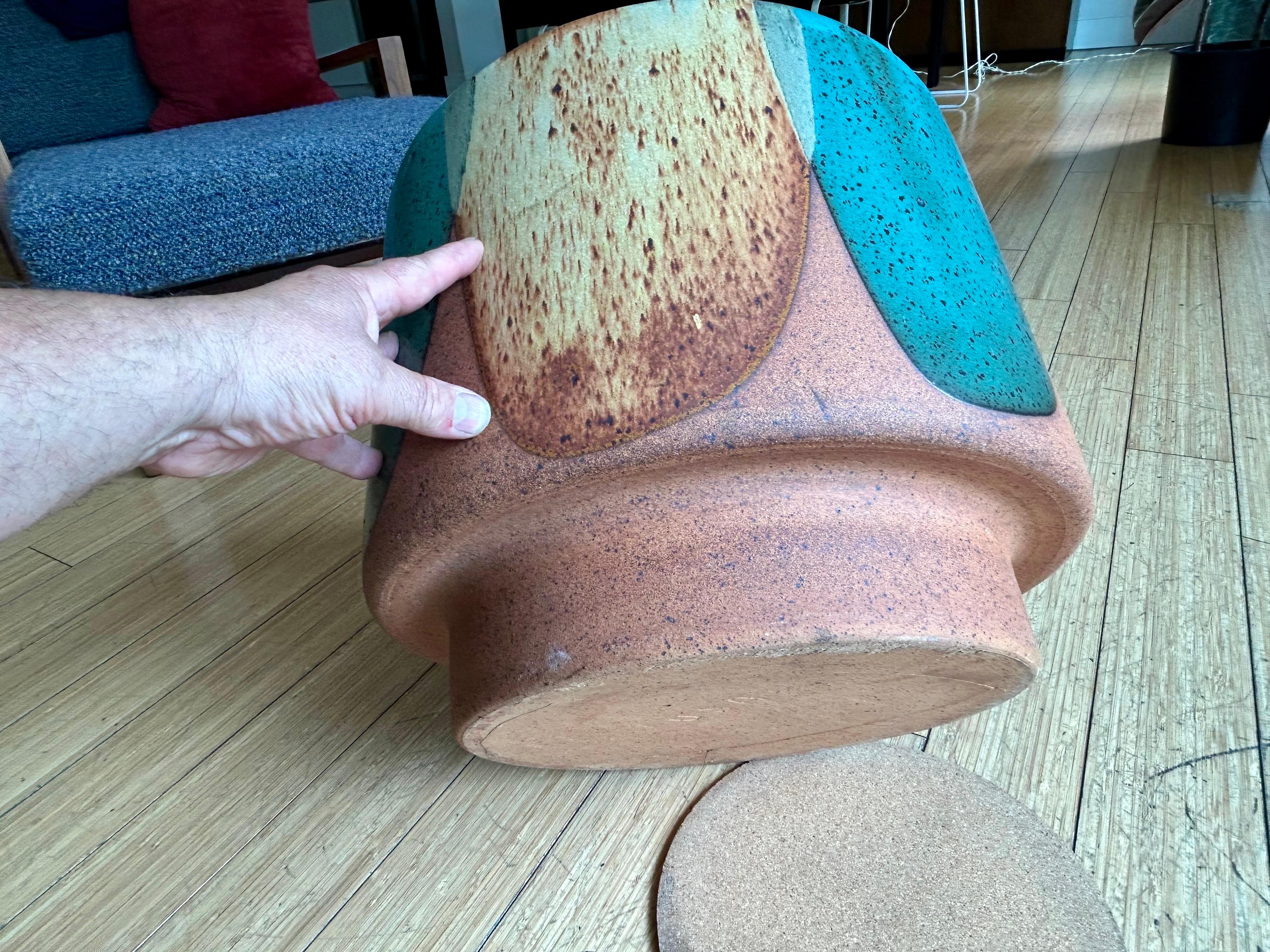 Ceramic Stoneware 'Flame' Glaze Planter David Cressey For Sale