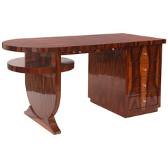 Flame Grained Rosewood Art Deco Desk