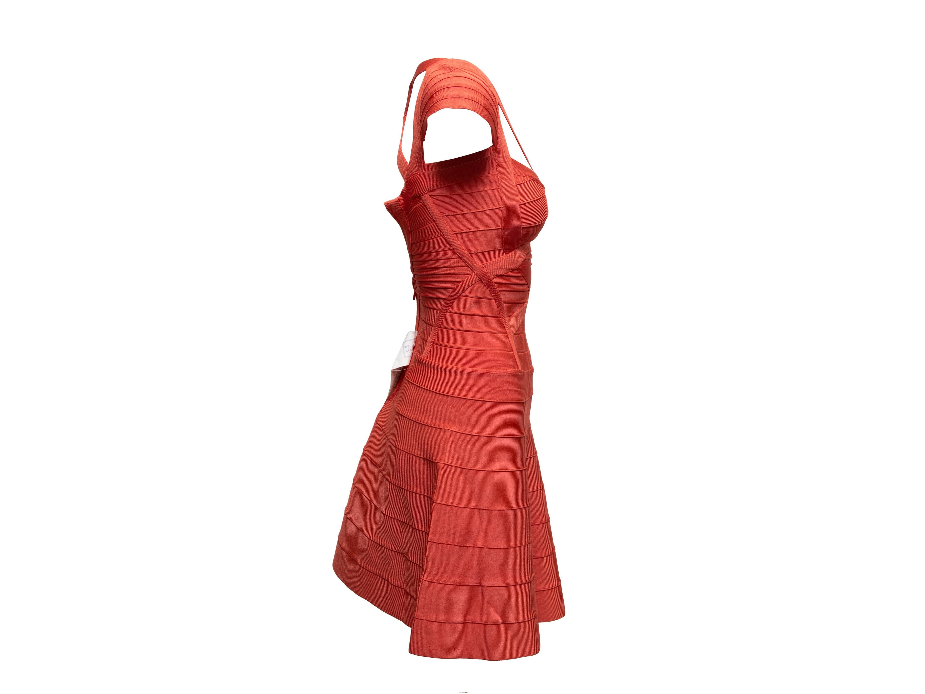 Flame Herve Leger Beatriz Fit & Flare Bandage Dress Talla US XXS Rojo en venta