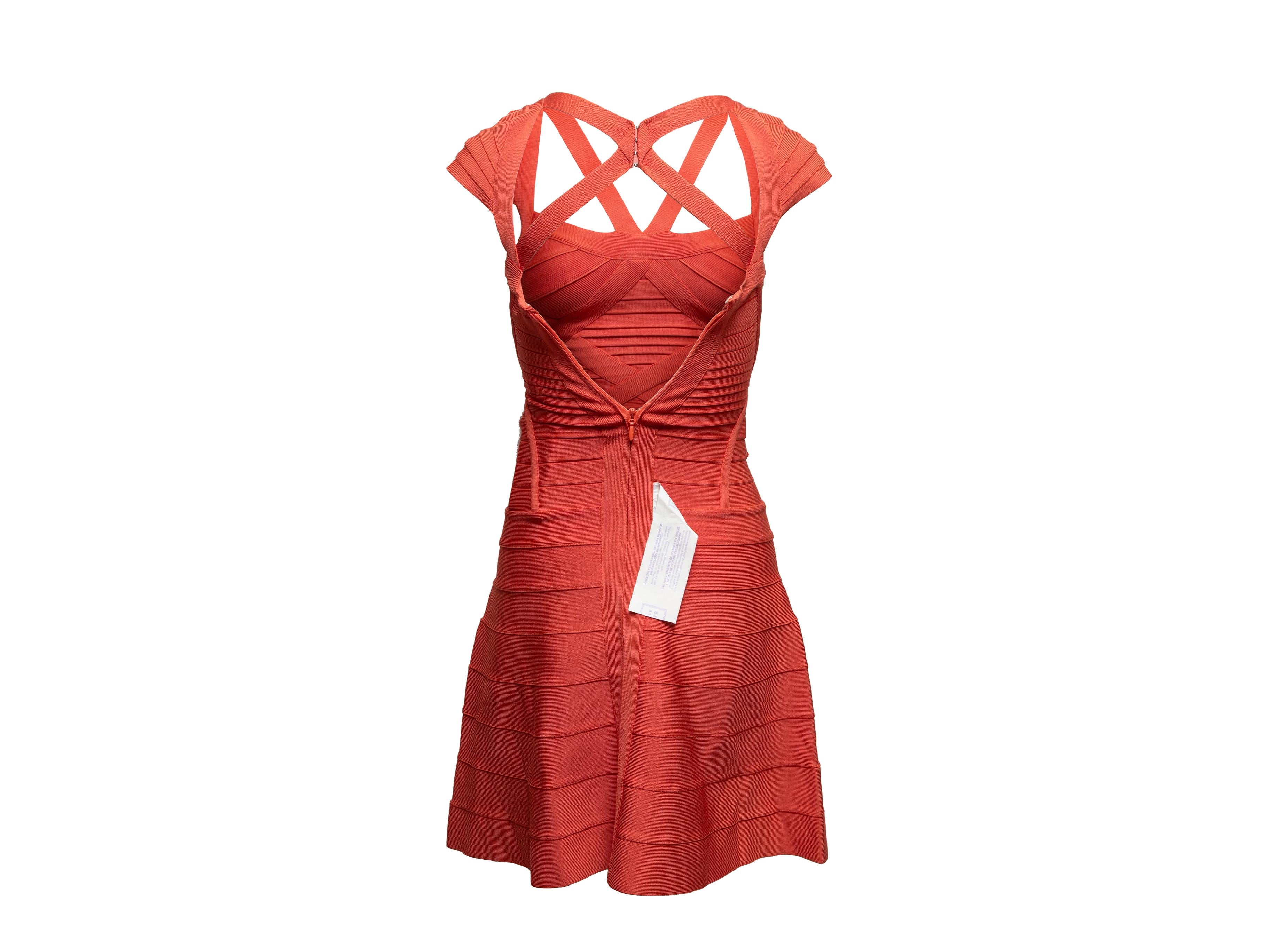 Flame Herve Leger Beatriz Fit & Flare Bandage Dress Talla US XXS en Bueno estado para la venta en New York, NY