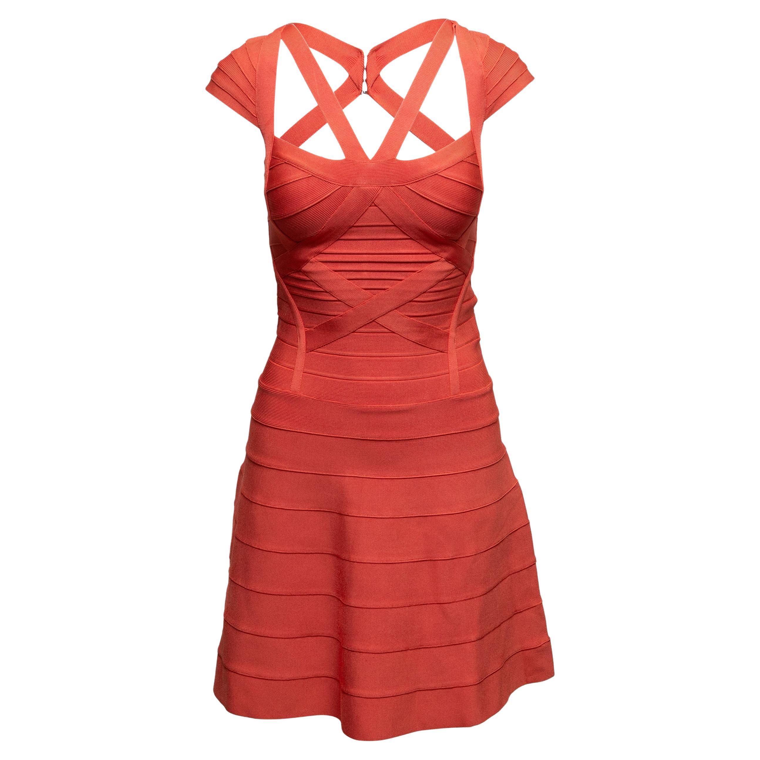 Flame Herve Leger Beatriz Fit & Flare Bandage Dress Talla US XXS en venta