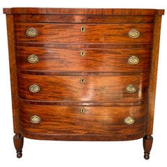 Antique Flame Mahogany Bow-Front Chest-of-Drawers/Dresser, Scottish, circa 1860
