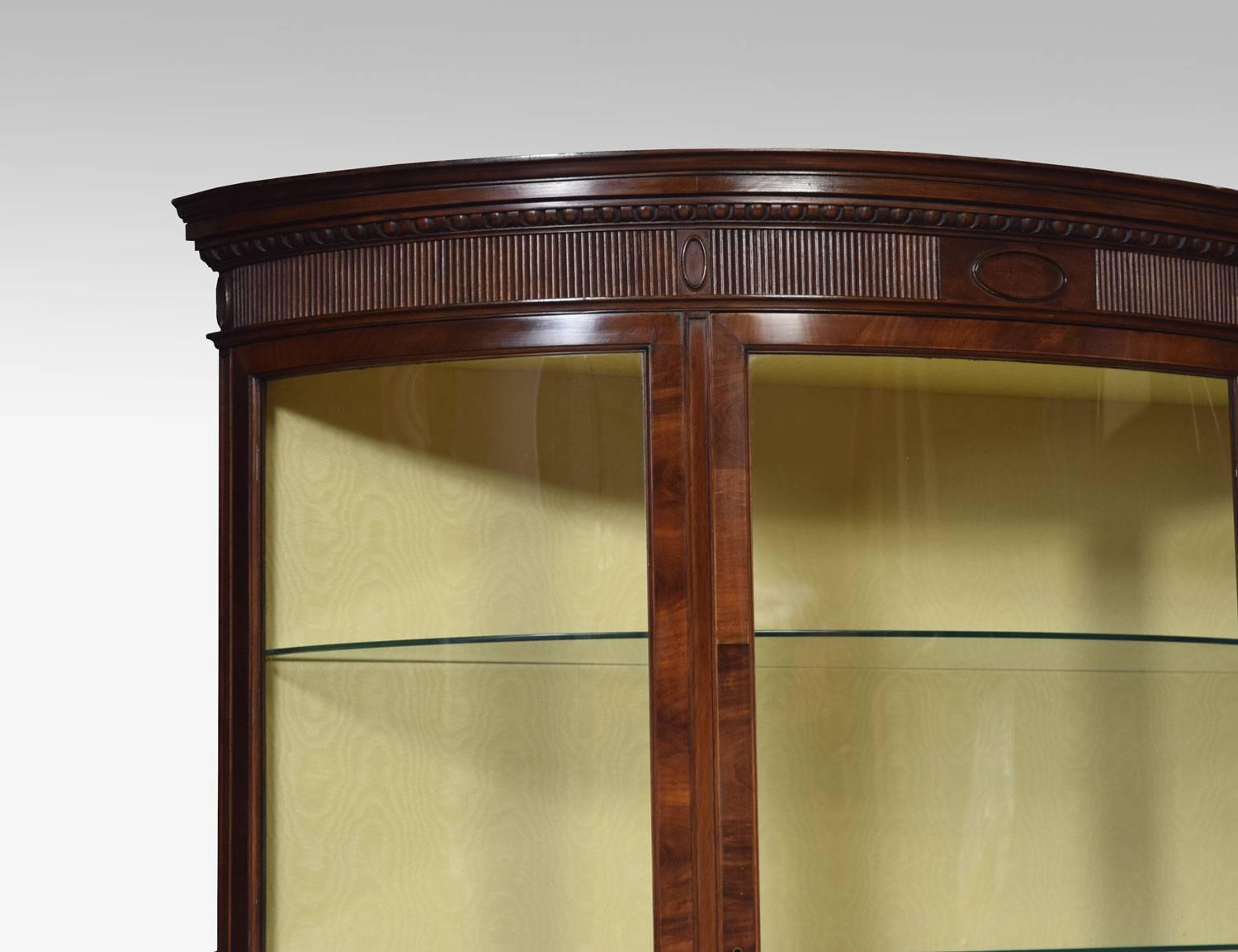 20th Century Flame Mahogany Bow Fronted Display Cabinet
