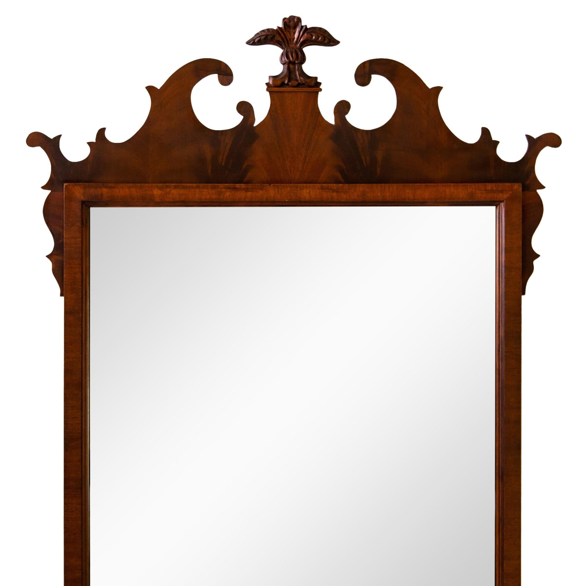 Carved Flame Mahogany Chippendale Prince of Wales Mirror
