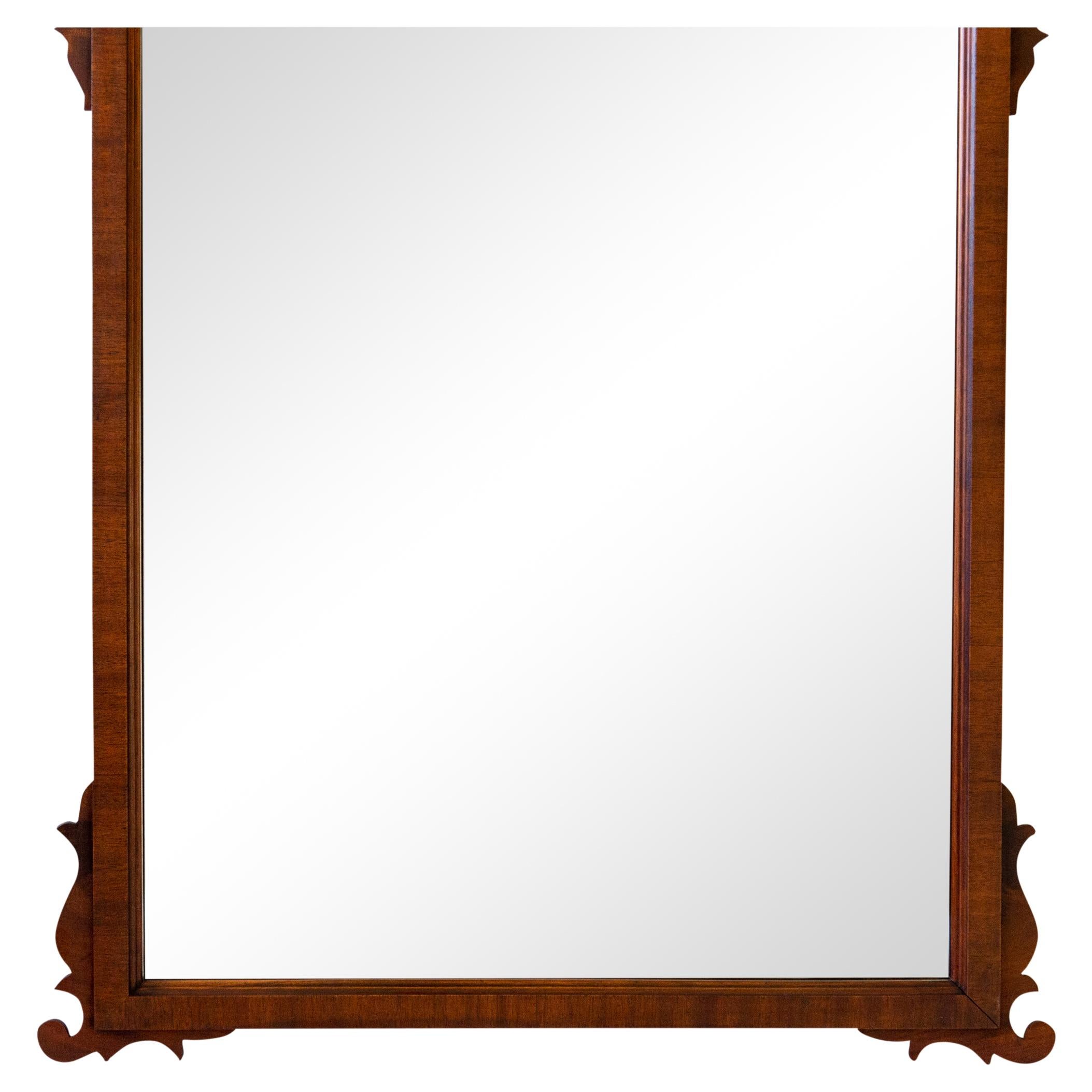 Flame Mahogany Chippendale Prince of Wales Mirror In Good Condition In Baltimore, MD