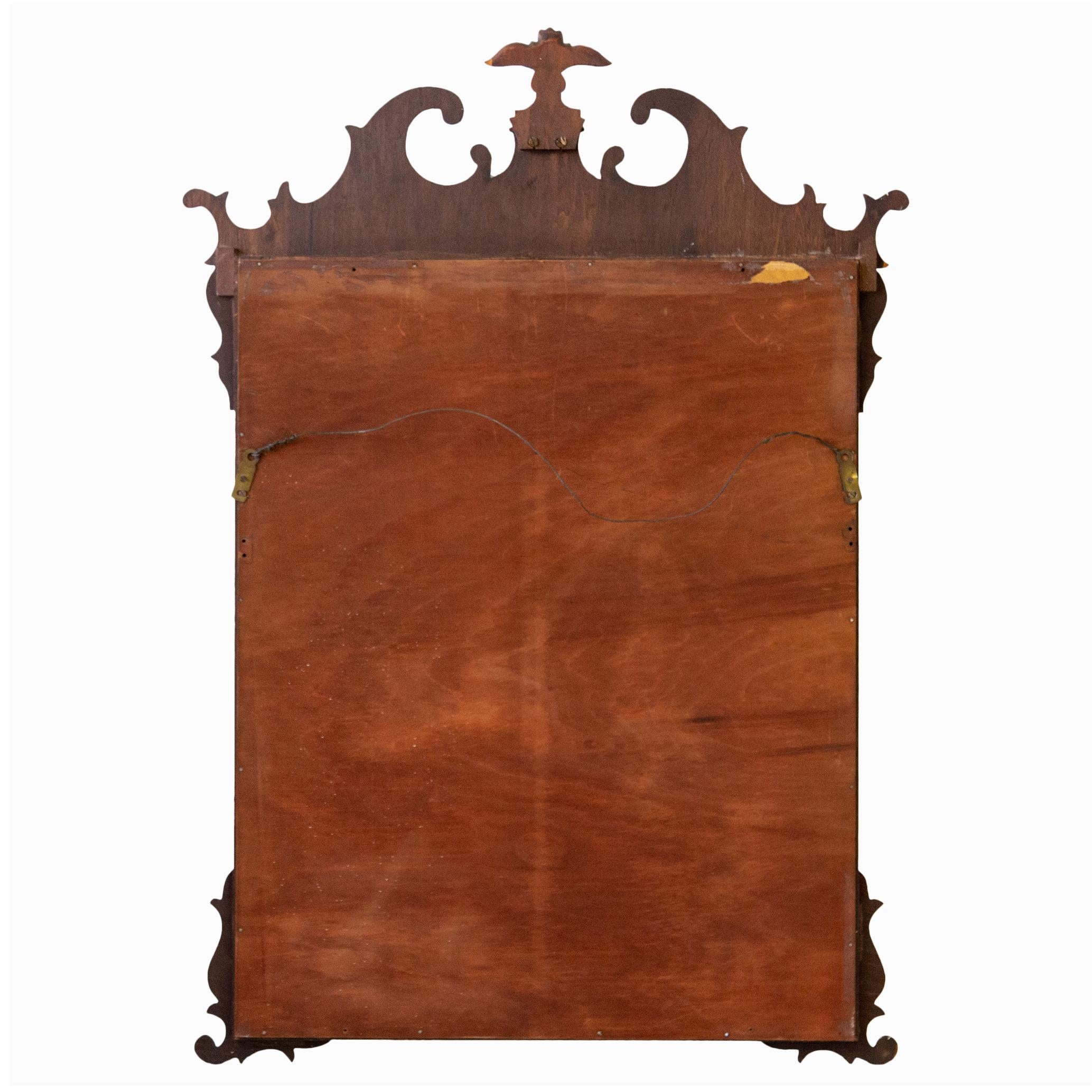 20th Century Flame Mahogany Chippendale Prince of Wales Mirror