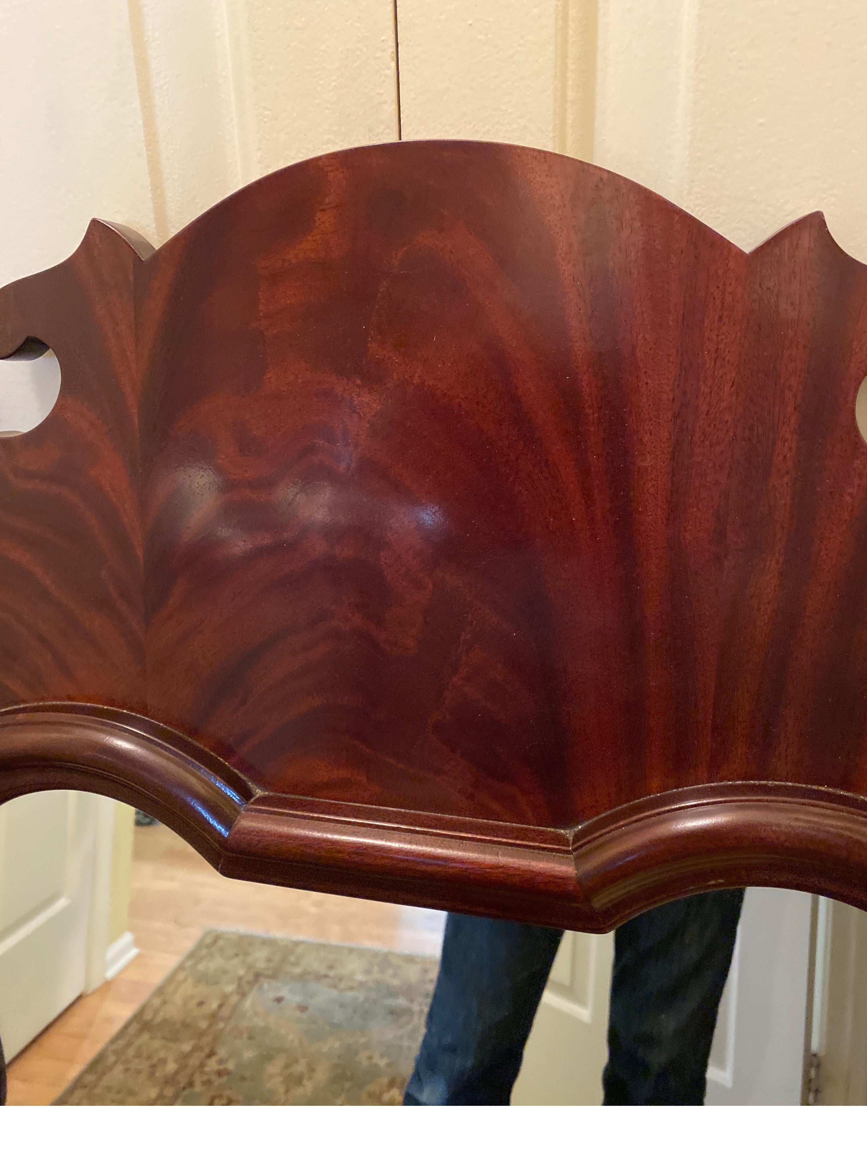 North American Flame Mahogany Chippendale Shield Mirror For Sale