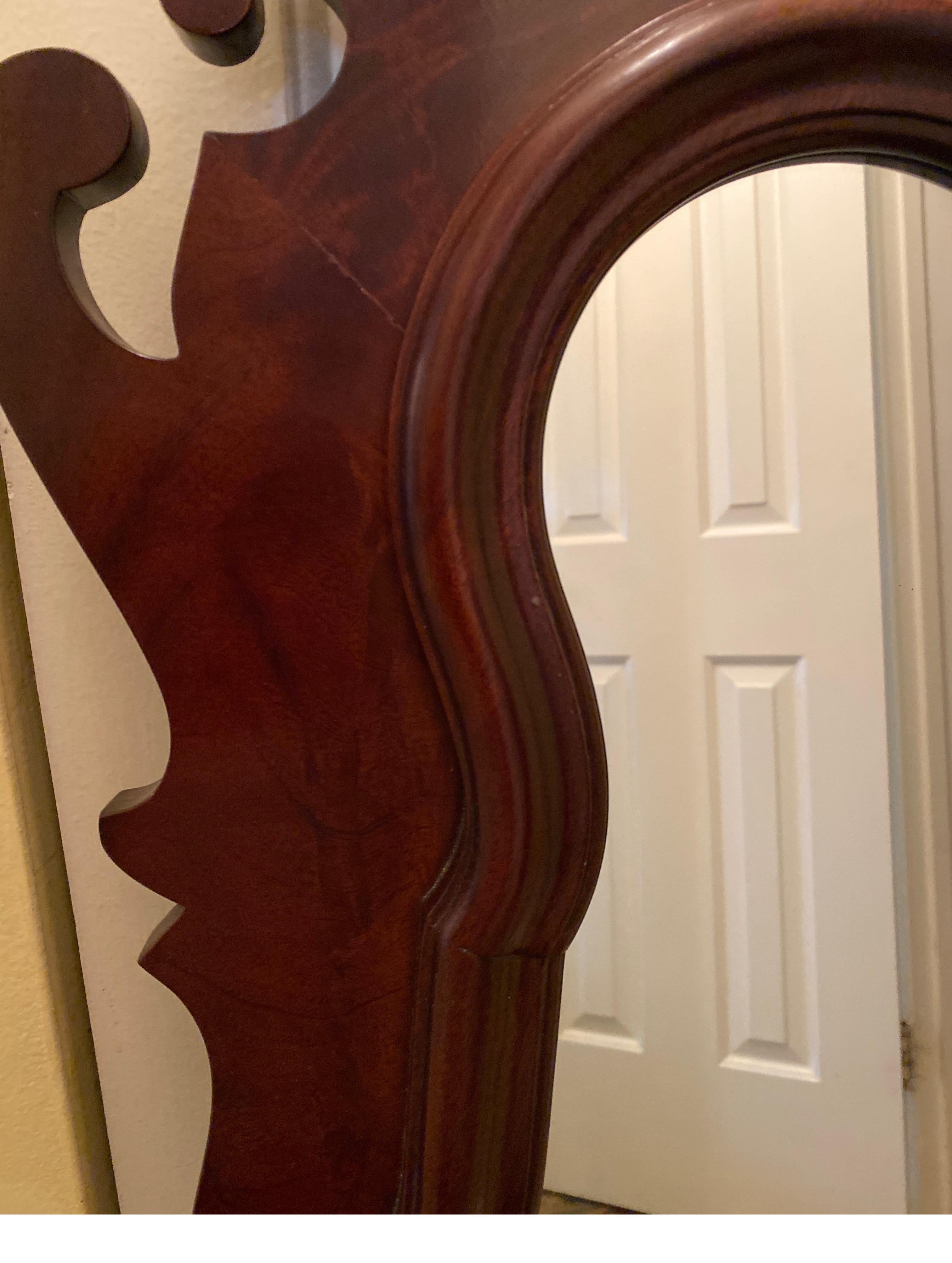 Flame Mahogany Chippendale Shield Mirror For Sale 1