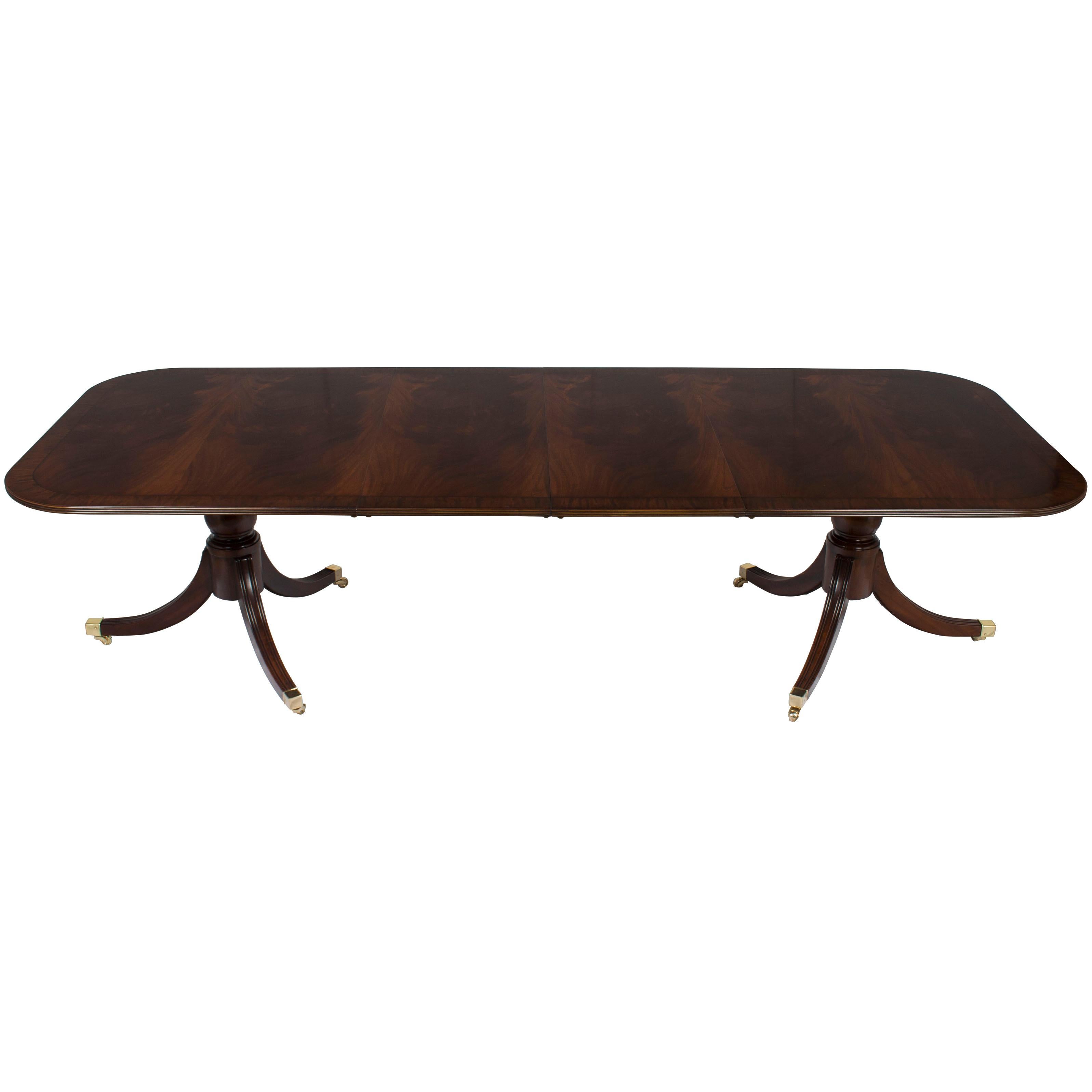 Flame Mahogany Double Pedestal Dining Room or Conference Table For Sale