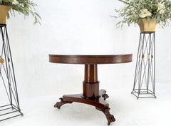Flame Mahogany Fine Carved 19th Century Lion Feet Round Center Table Mint!
