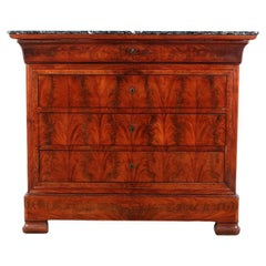 Flame Mahogany French Chest of Drawers, C. 1840