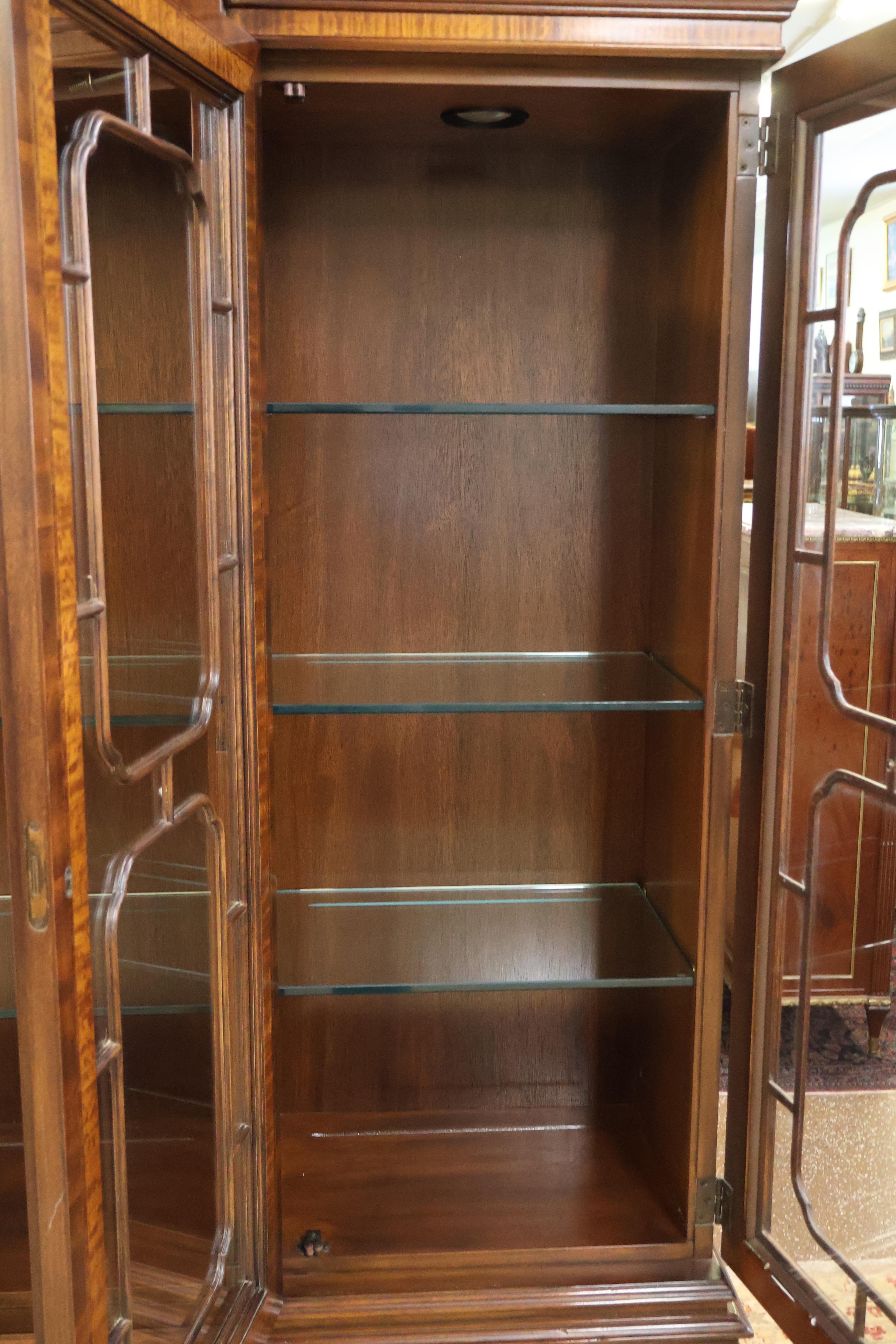 Flame Mahogany Heritage Heirlooms Drexel Bookcase China Cabinet Breakfront For Sale 2