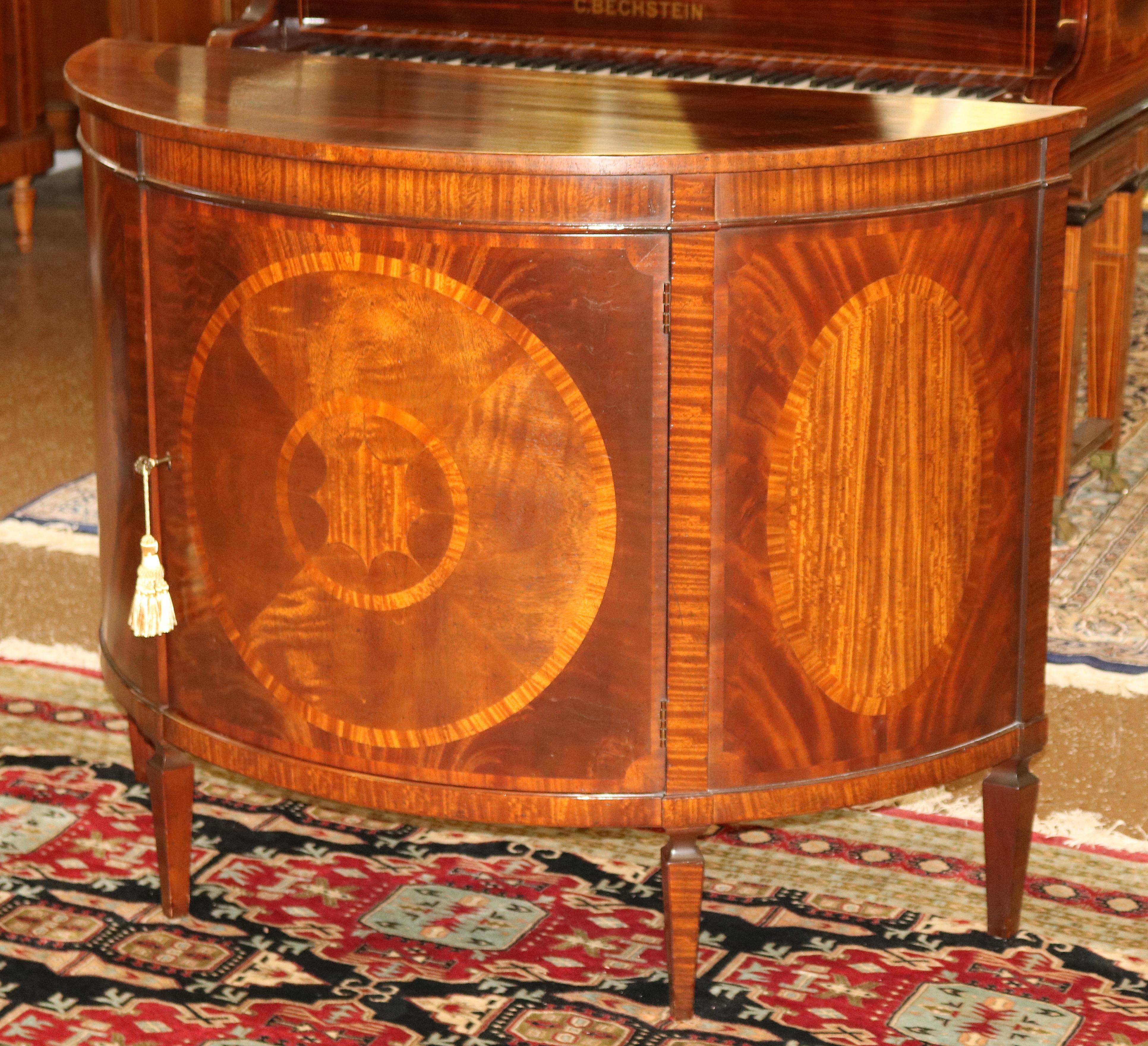 American Flame Mahogany Historic Charleston Collection Demilune Chest Server Buffet  Dime