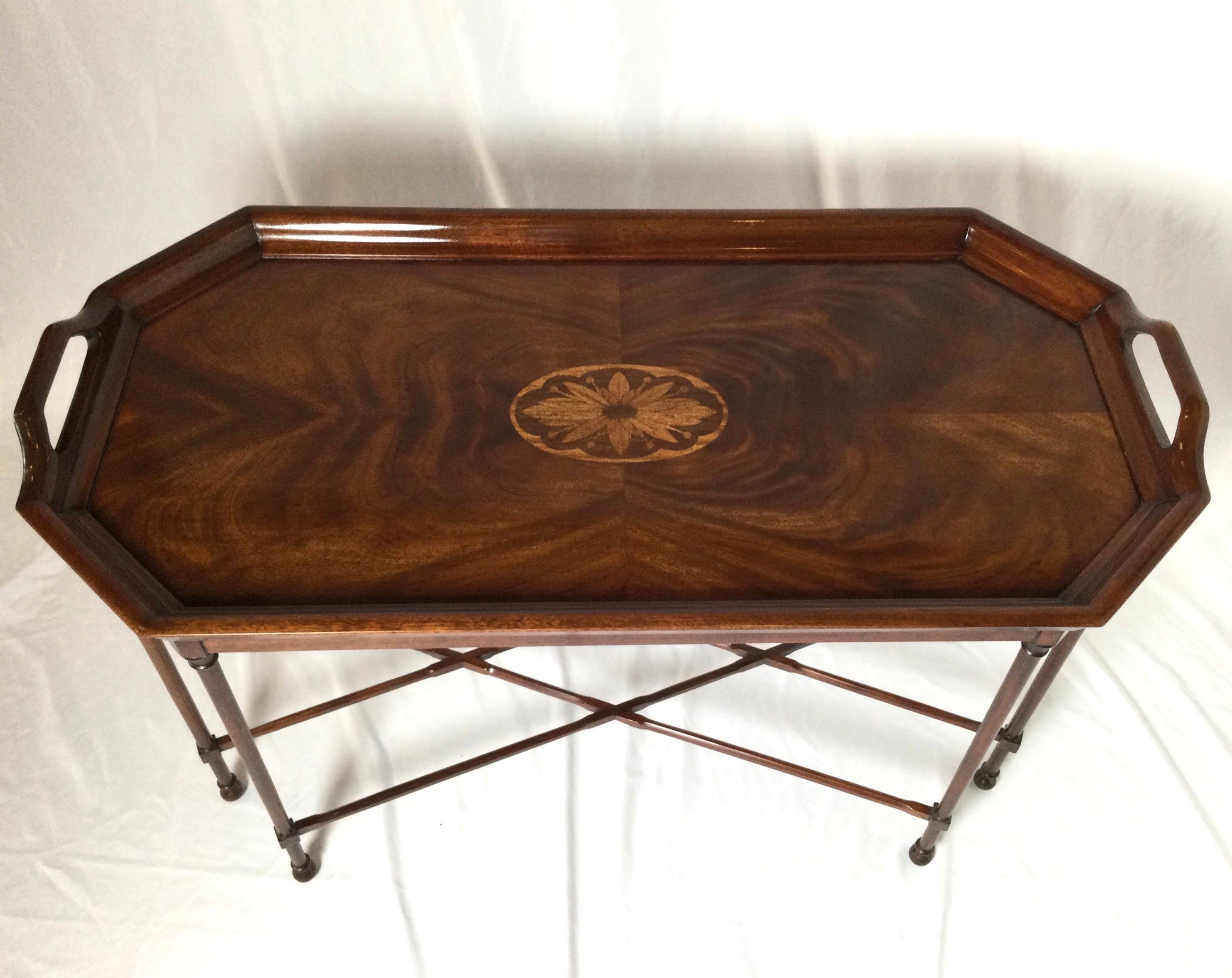American Flame Mahogany Inlaid Cocktail Table by Councill